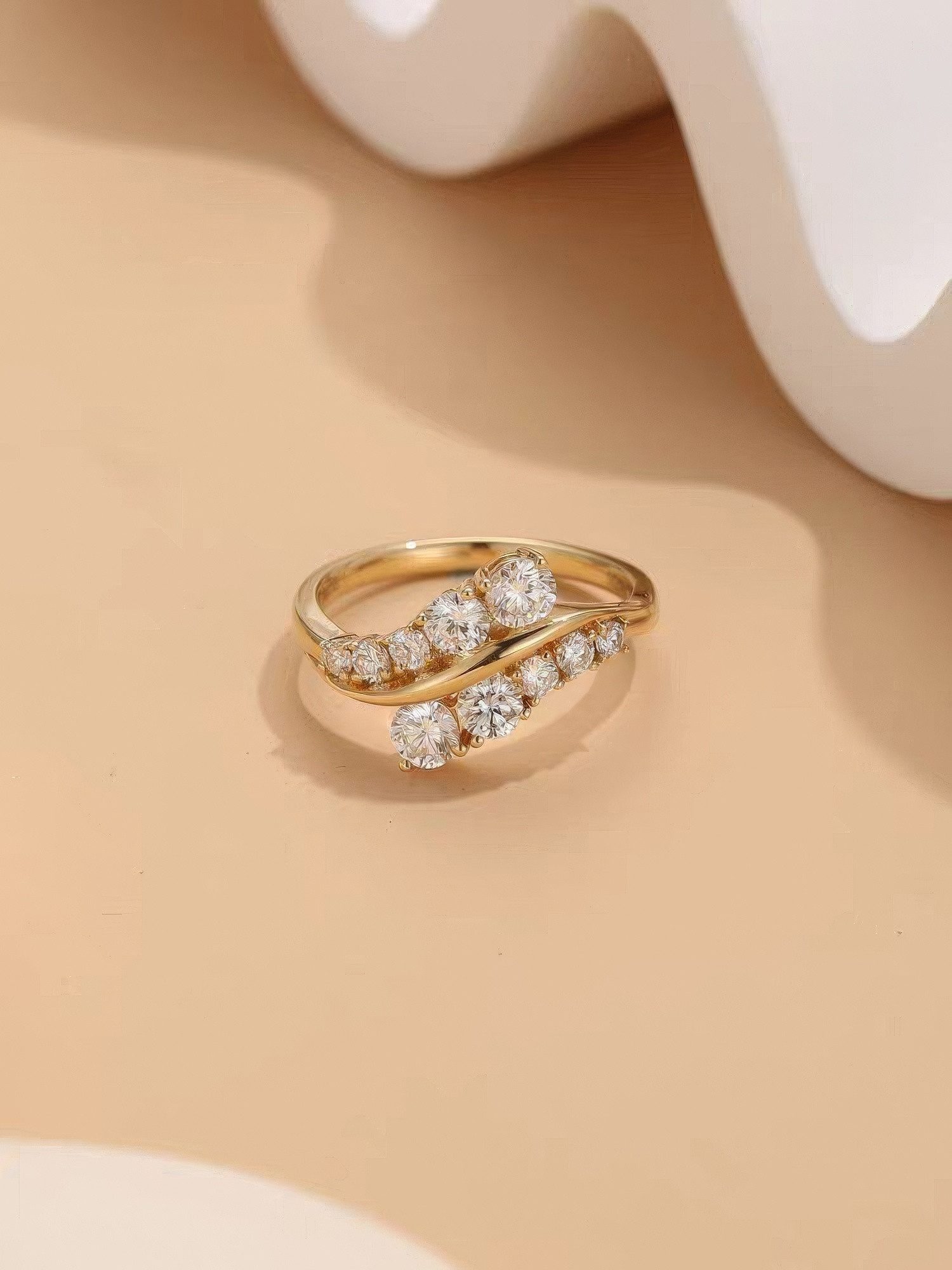Jumpeak Diamantring Doppelreihiger Diamantring, D/E VVS/VS labordiamant,ring damen gold, engagement ring,geschenk für frau,geschenk ideen für frau