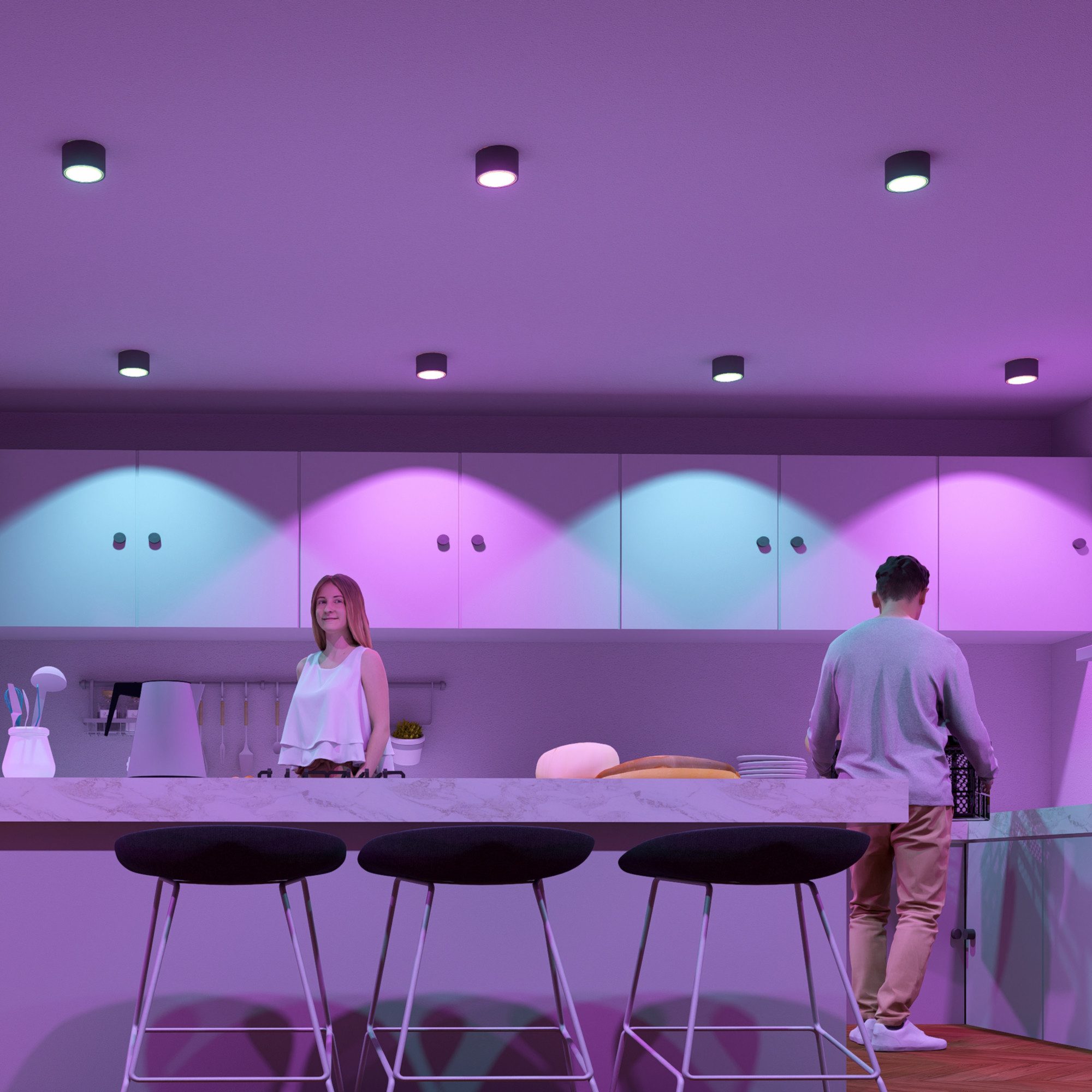 SSC-LUXon LED Aufbaustrahler CELI-X Decken Aufbauspot flach anthrazit rund mit Smart WLAN RGB LED, Smart