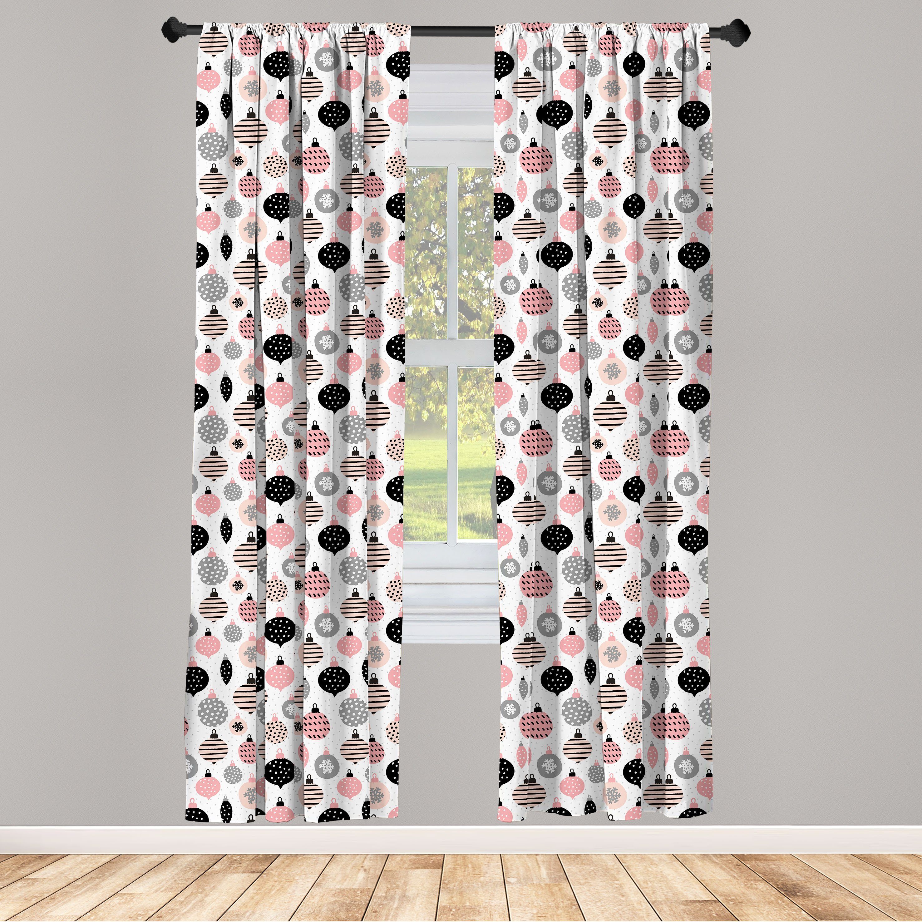 Gardine Vorhang für Wohnzimmer Schlafzimmer Dekor, Abakuhaus, Microfaser, skandinavisch Weihnachtsflitter Dots