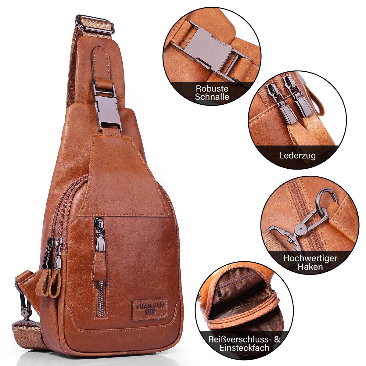 RWEUOQ Freizeitrucksack Schultertasche Herren Brusttasche echtem günstig online kaufen