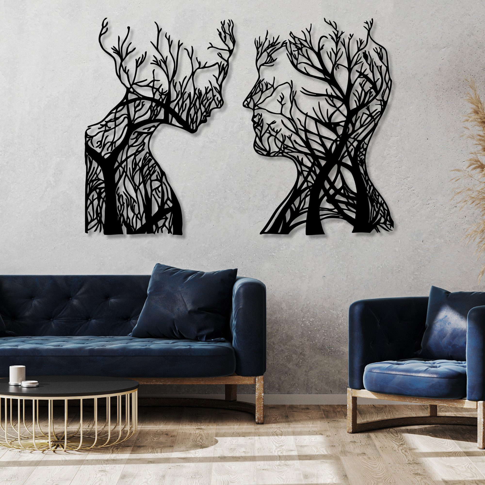 EYOKA Wanddekoobjekt 3D Wandbild aus Holz Wanddeko Moderne Holzkunst 6mm stark (6mm), Dekorative Wandbilder für Zuhause Büro mit Montage Klebeband 4 Farben