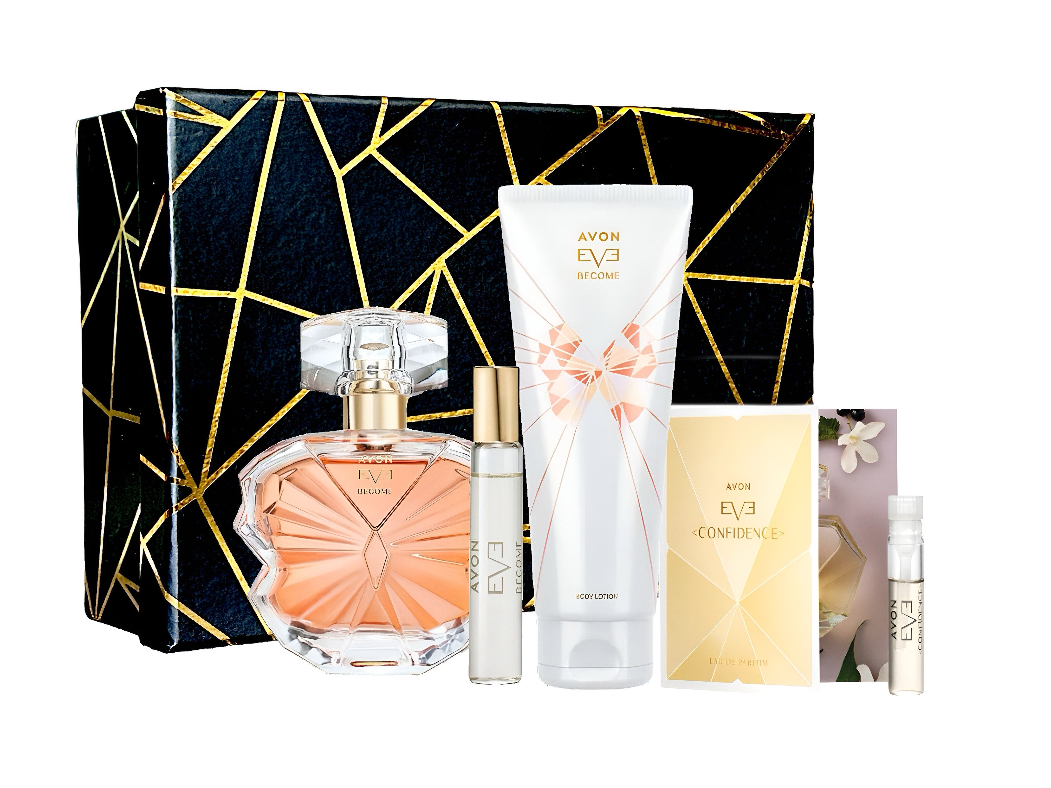 AVON Cosmetics Eau de Parfum BOX EVE BECOME 50ml Körperlotion 125ml Taschenspray 10ml Pflege, 5-tlg., Duft-Geschenkset, Dufterlebnis, Geschenkbox, Duft Probe