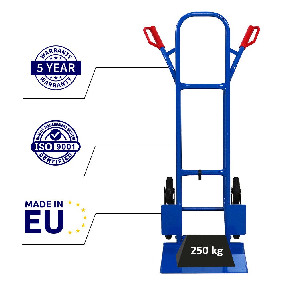 PROREGAL® Sackkarre Treppensteiger RAGNAR XXL klappbar 117x60x60cm Tragkraft 250kg, Stabile Sackkarre Transportkarre Staplerkarre hohe Traglast – Bild 5 von 5