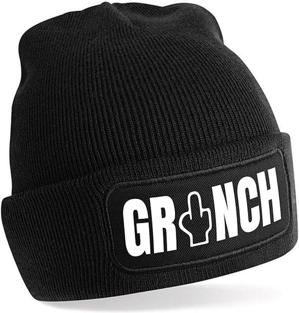 Herzbotschaft Beanie Beanie Strickmütze mit Spruch GR NCH (Mütze mit Aufdruck, Skimütze) Unisex SoftTouch angenehm weiche und warme Wintermütze Einheitsgröße schwarz