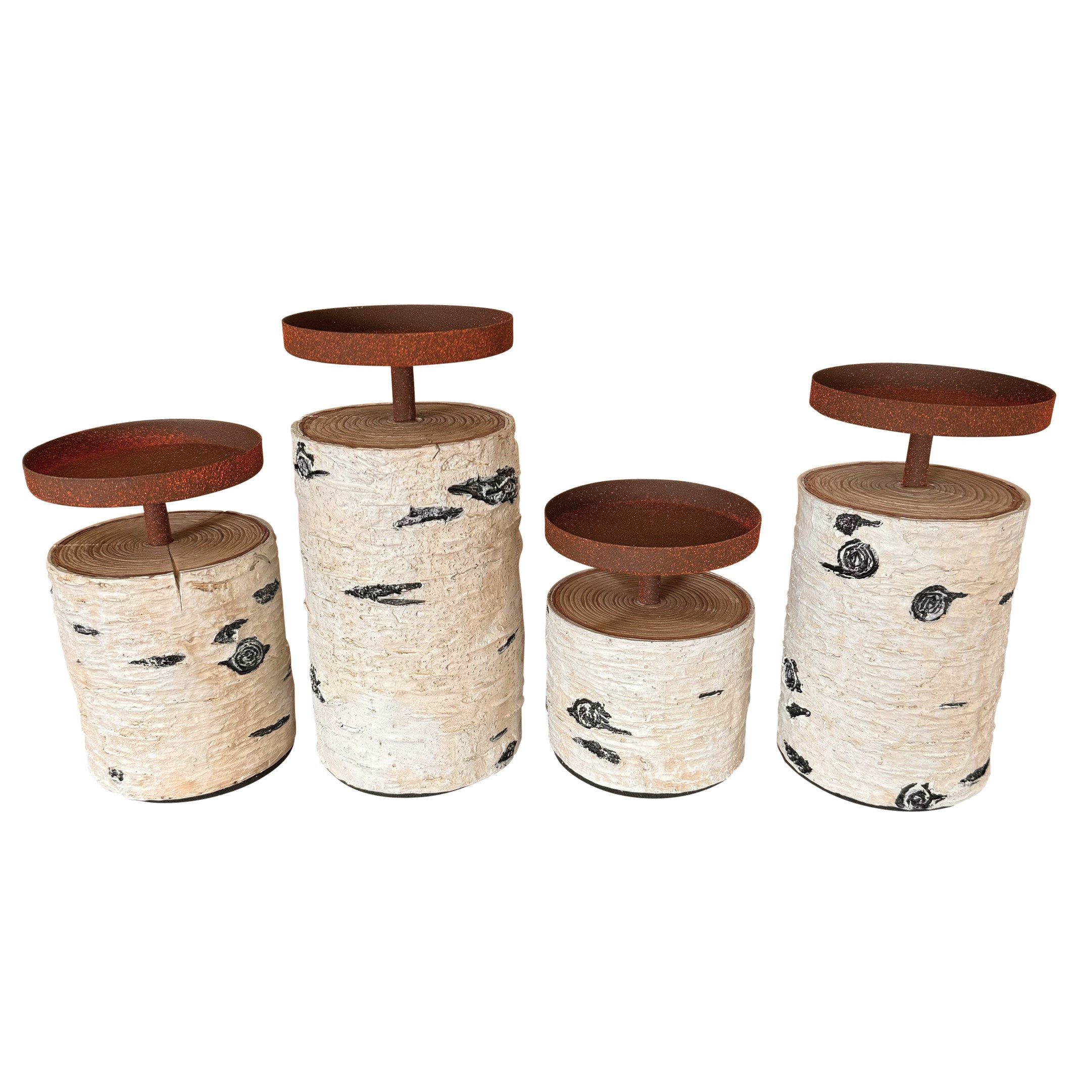 Online-Fuchs Kerzenhalter 4er Set Kerzenständer in Birkenoptik aus Polyresi günstig online kaufen