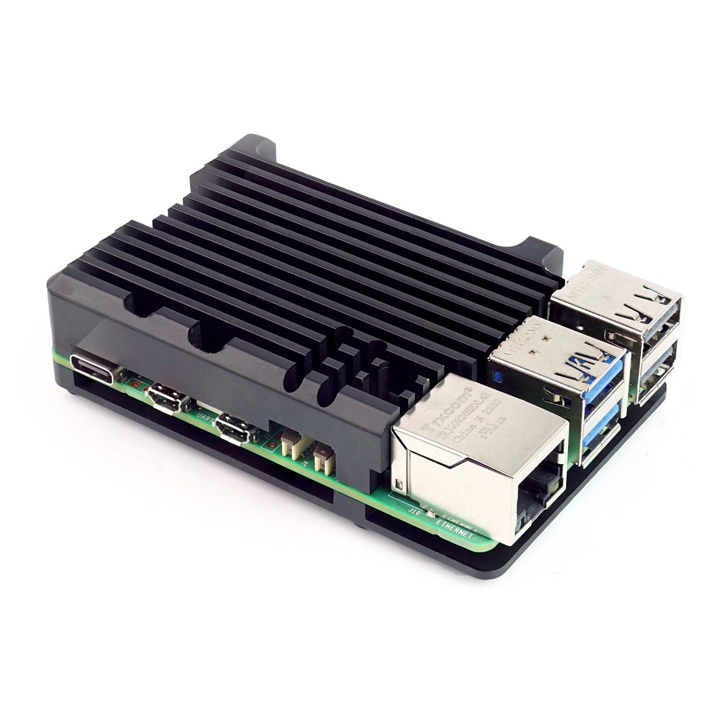 PC-Gehäuse BerryBase Armor Gehäuse für Raspberry Pi 5, Aluminium, schwarz, stabil