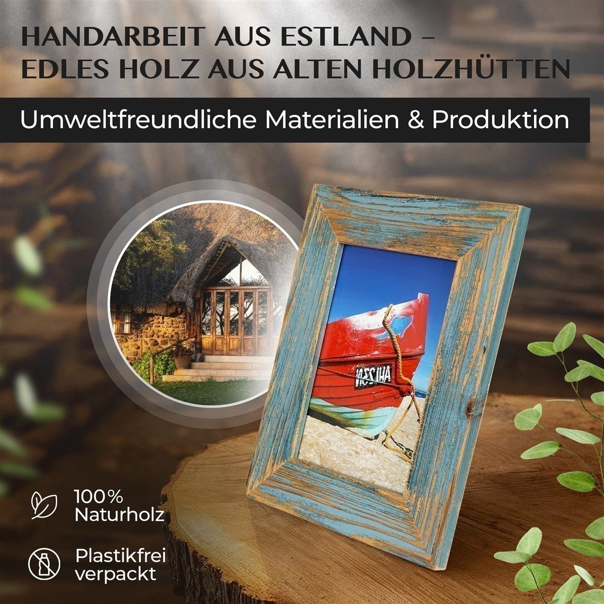 Mein Landhaus Bilderrahmen Landhaus Bilderrahmen aus Alt-Holz in Hellblau