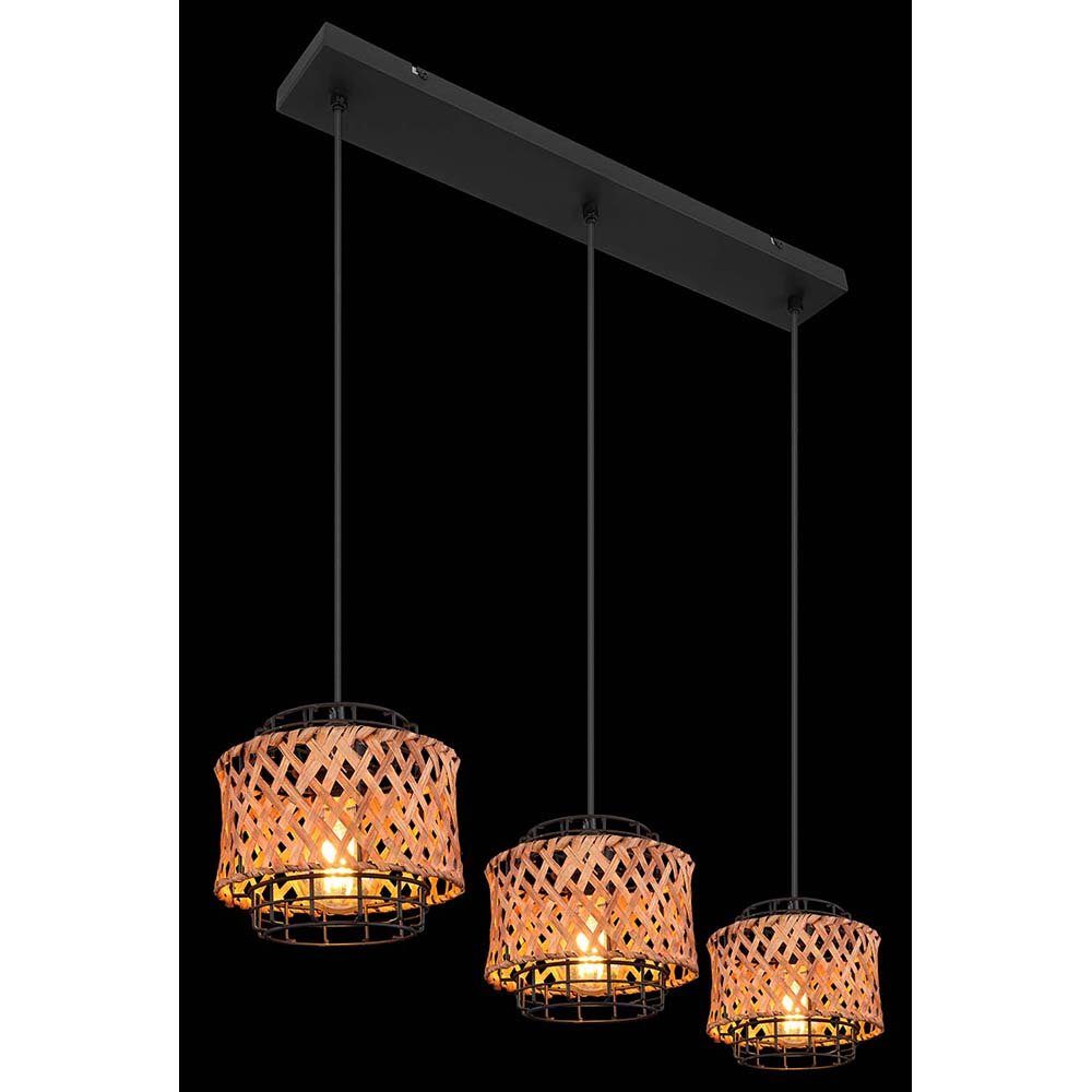nicht Käfig-Design Leuchtmittel Bambusgeflecht Hängelampe Pendel Leuchte inklusive, Pendelleuchte, etc-shop natur schwarz