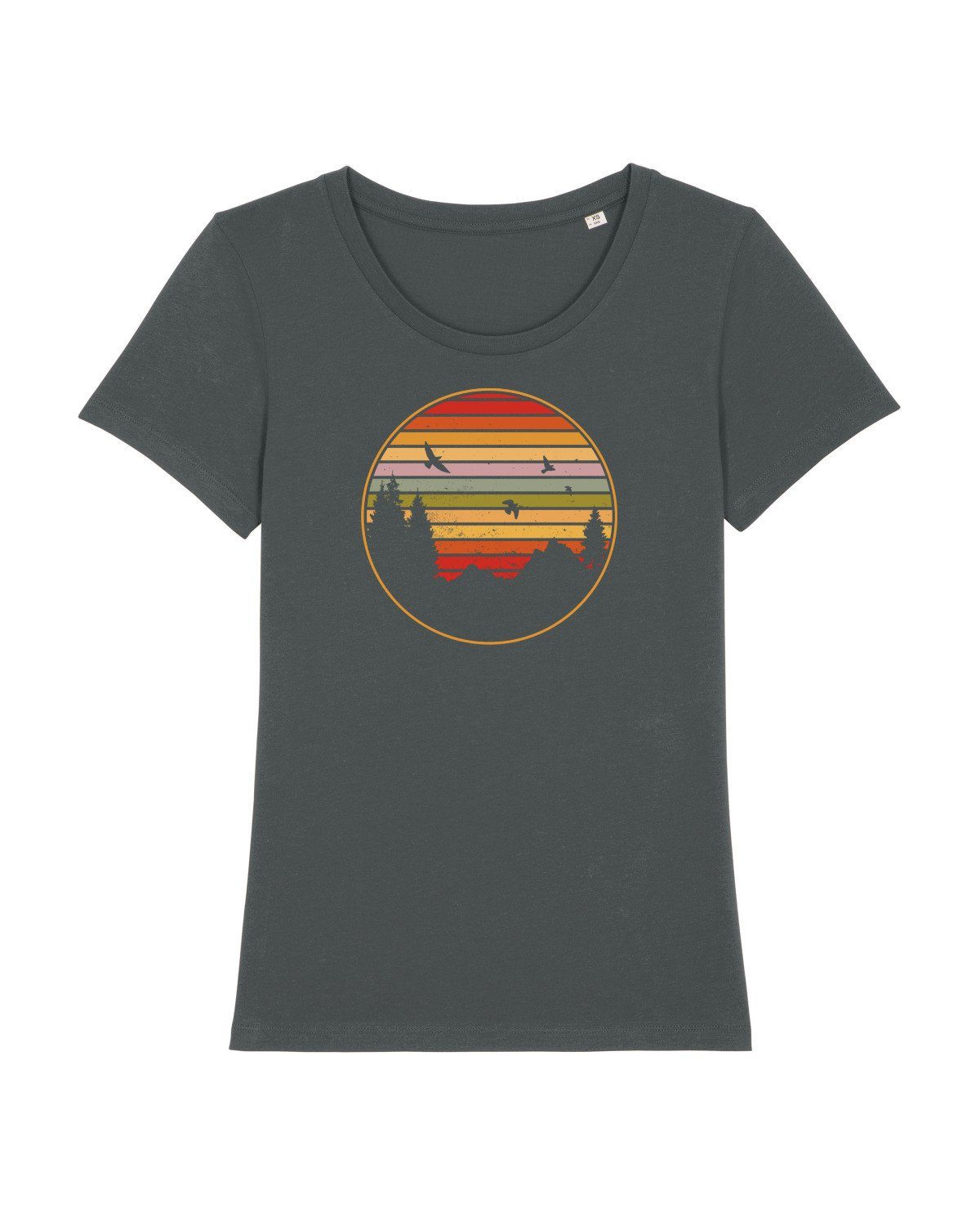 wat? Apparel Print-Shirt Sunset Berge & Tannen (1-tlg) antrazit