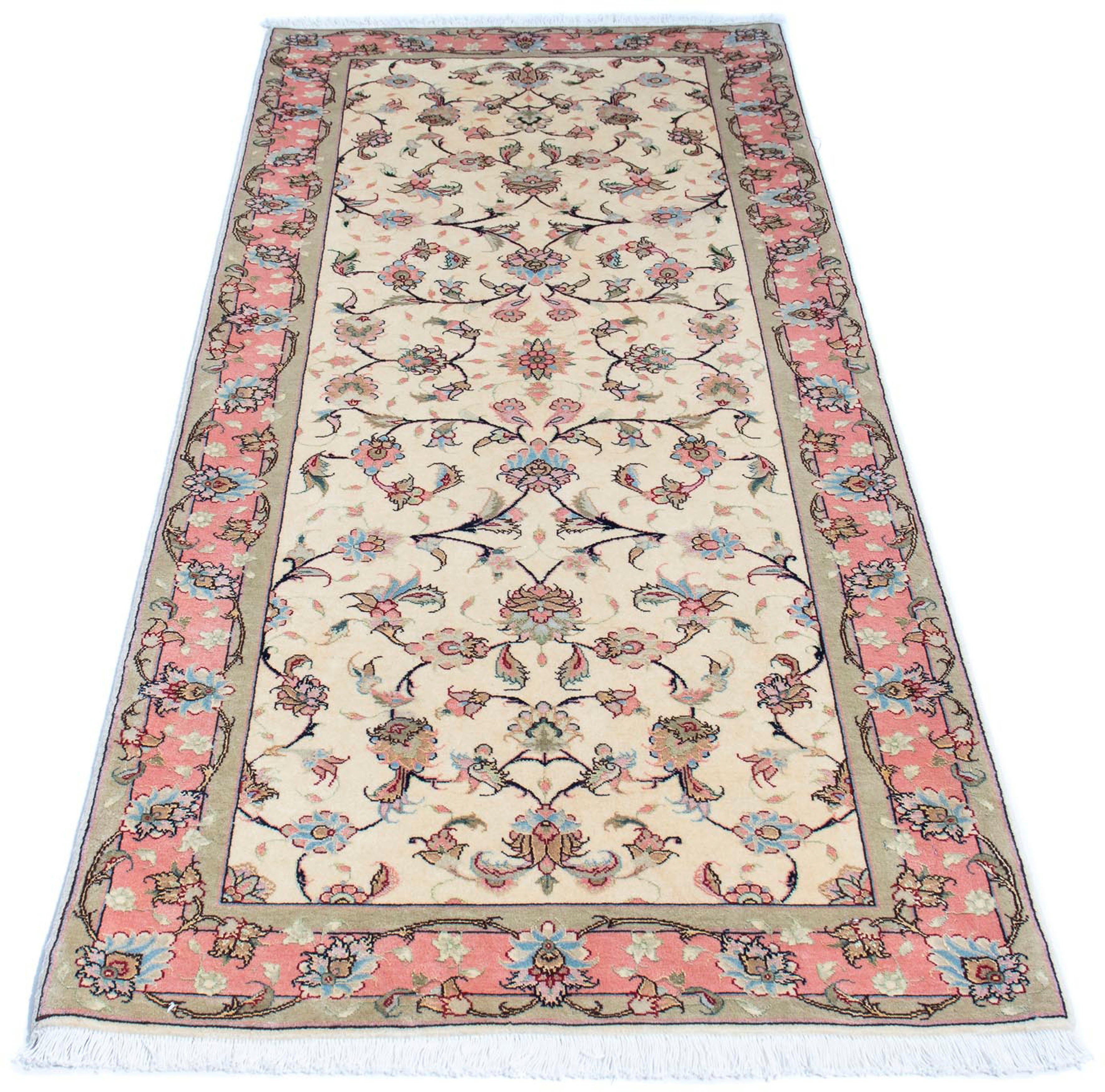 Orientteppich Perser - Täbriz - Royal - 202 x 77 cm - beige, morgenland, rechteckig, Höhe: 7 mm, Wohnzimmer, Handgeknüpft, Einzelstück mit Zertifikat