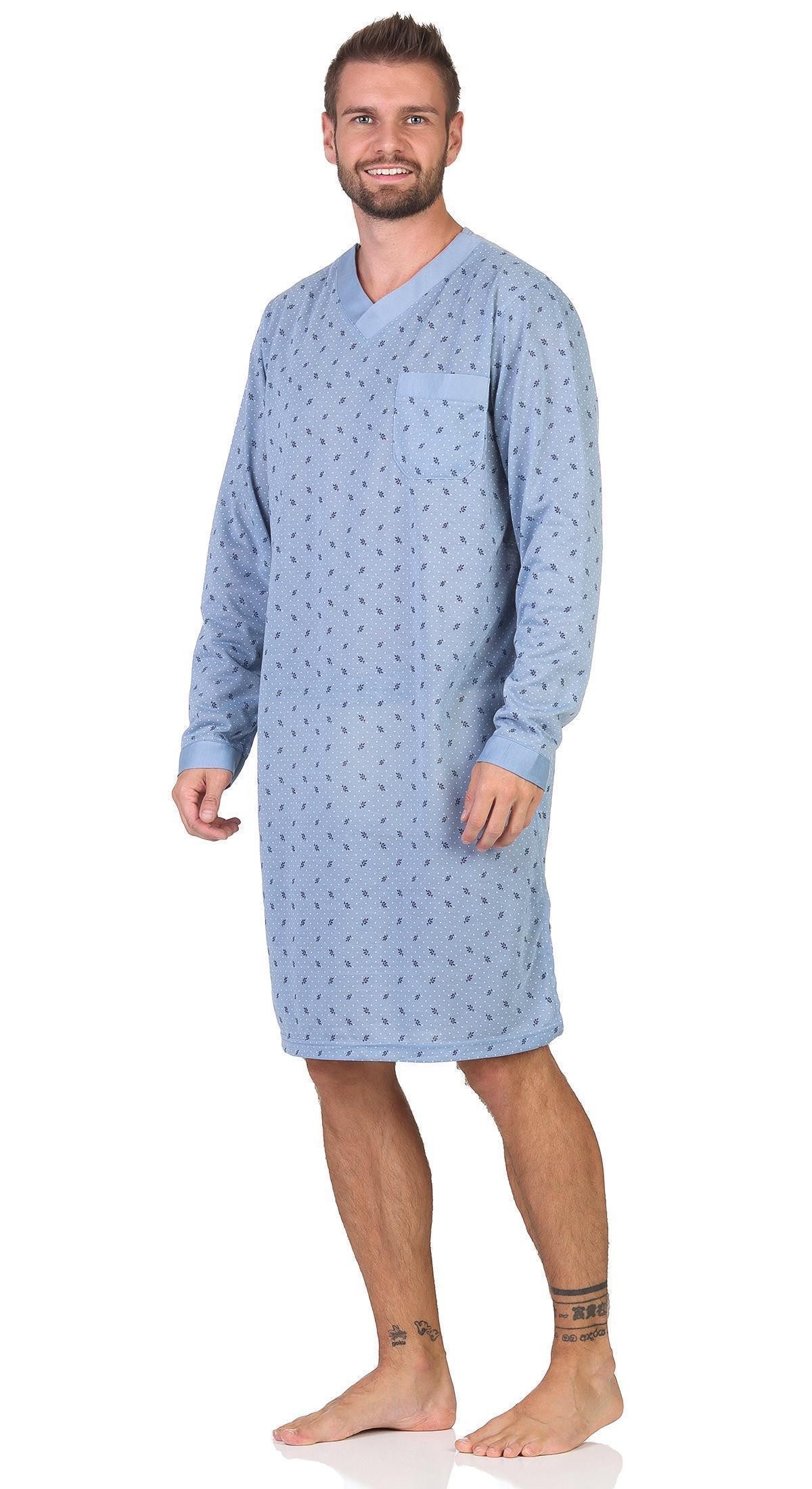 EloModa Nachthemd Herren Nachthemd mit langen Ärmeln und V-Ausschnitt, Gr. günstig online kaufen