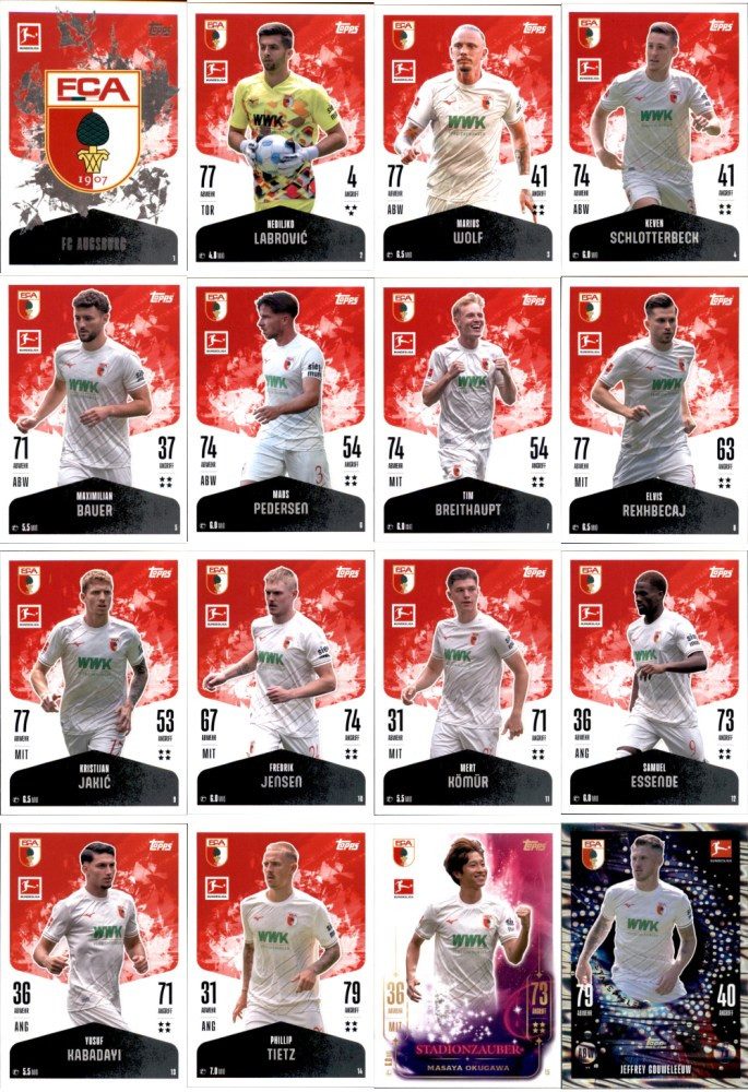 Topps Sammelkarte Match Attax Bundesliga 24/25 - Mannschaftspaket - FC Augsburg
