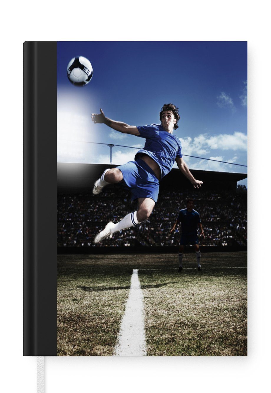 MuchoWow Notizbuch Fußballspieler macht Journal, Seiten, Volley, einen Haushaltsbuch 98 A5, Notizheft, Tagebuch, Merkzettel