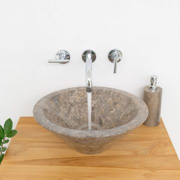 wohnfreuden Aufsatzwaschbecken Marmor Waschbecken Caping 40 cm grau (Kein Set), 40_102427