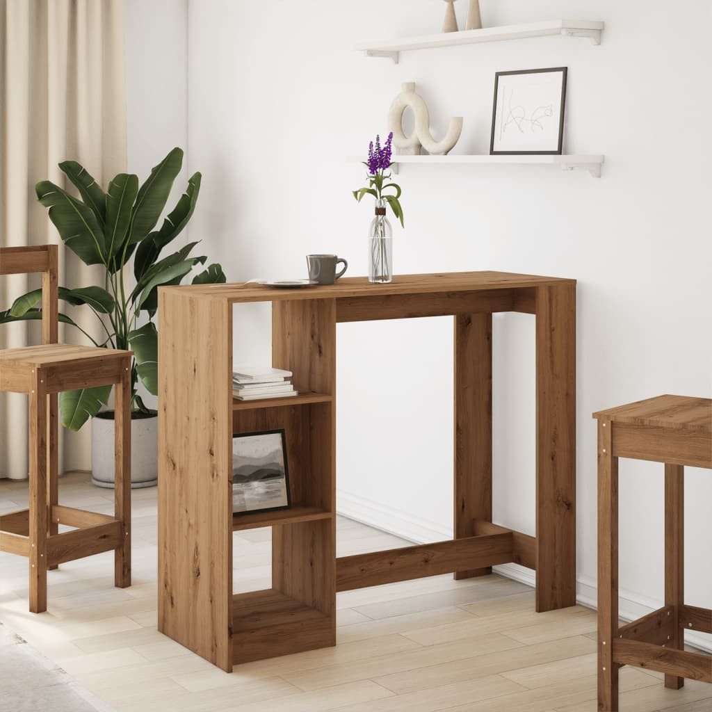 vidaXL Esstisch Bartisch mit Regal Artisan-Eiche günstig online kaufen