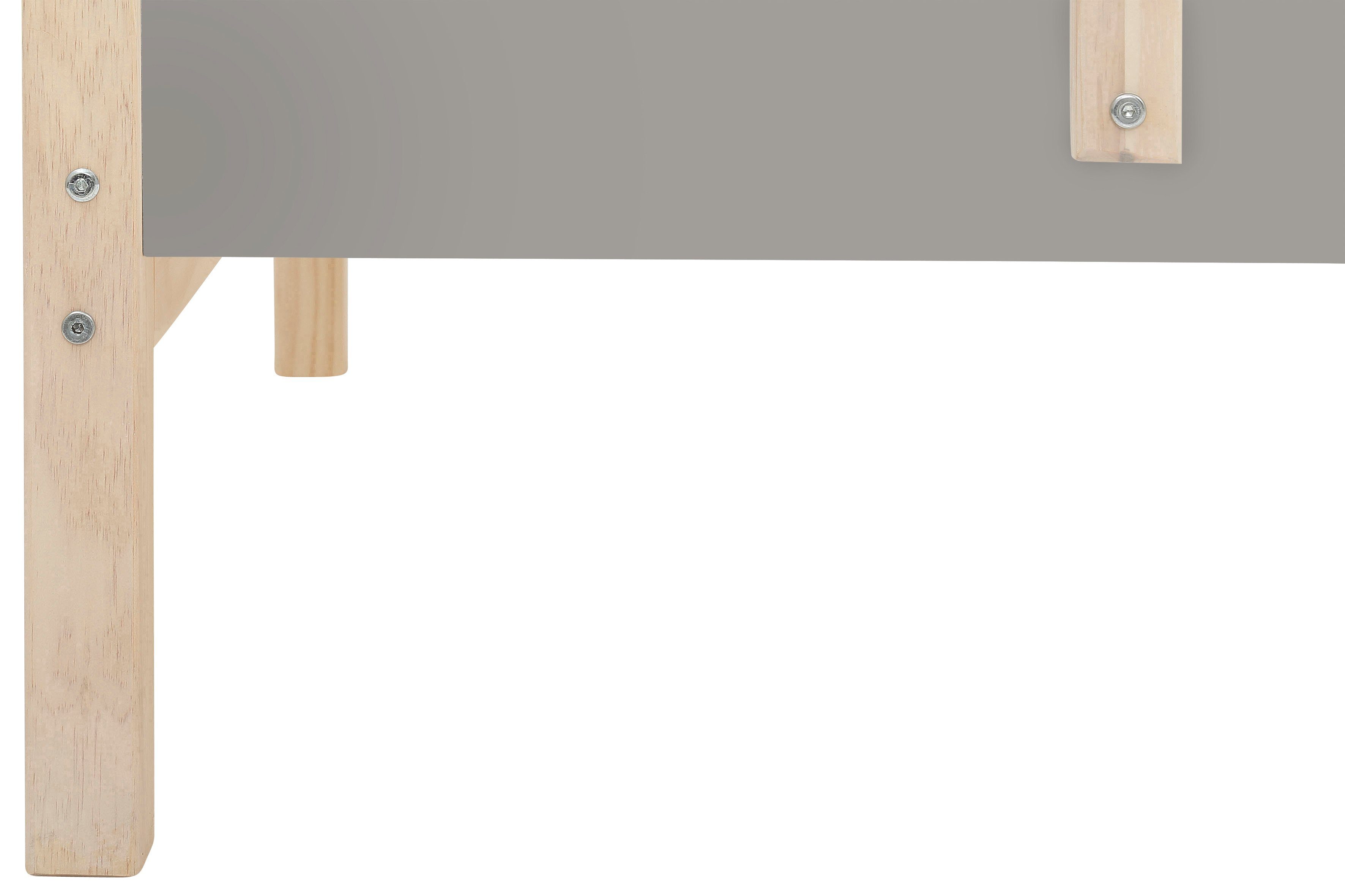 Lüttenhütt cm Holzleiter, inklusive Janne, grau/natur Liegefläche Kiefernholz, 90x200 Etagenbett Etagenbett,