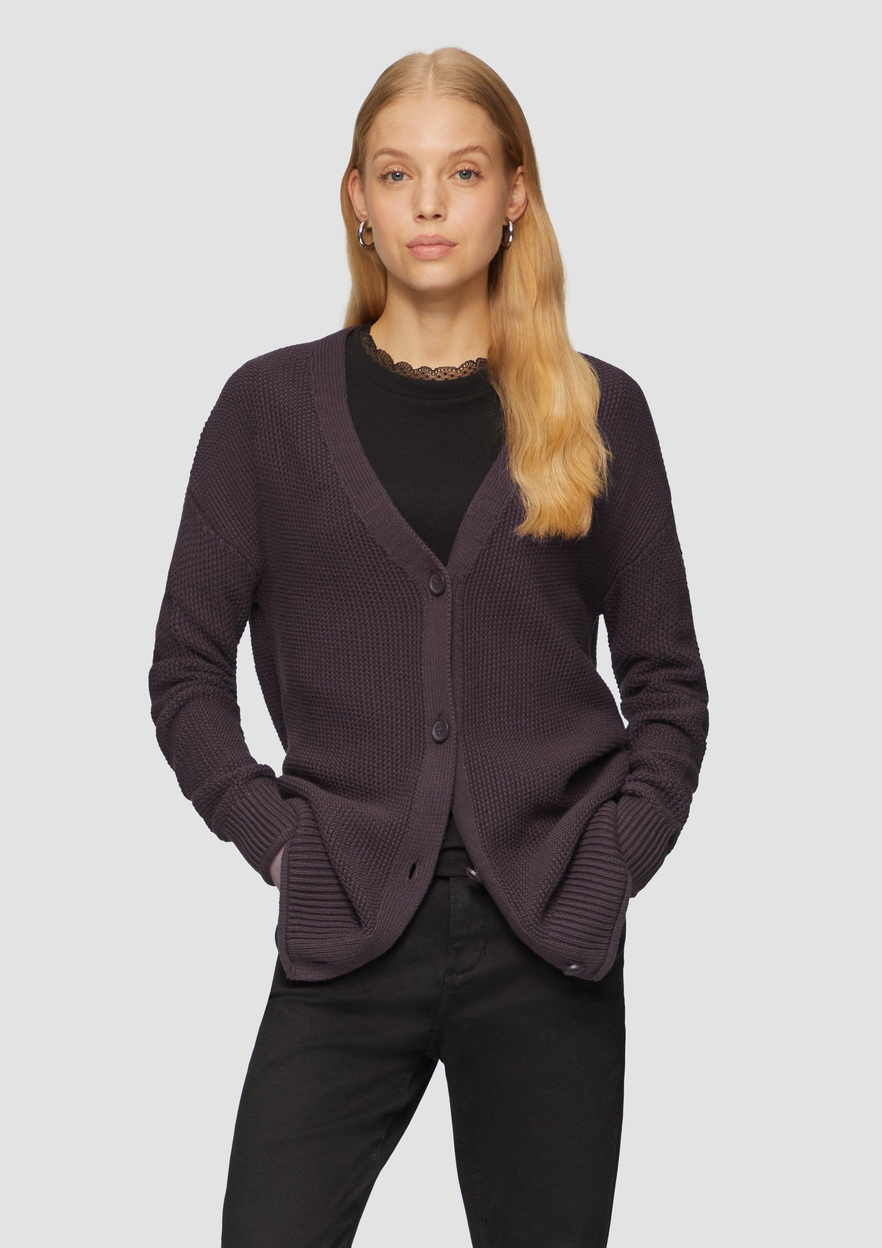 Funktionsjacke Lange Strickjacke mit Strukturmuster