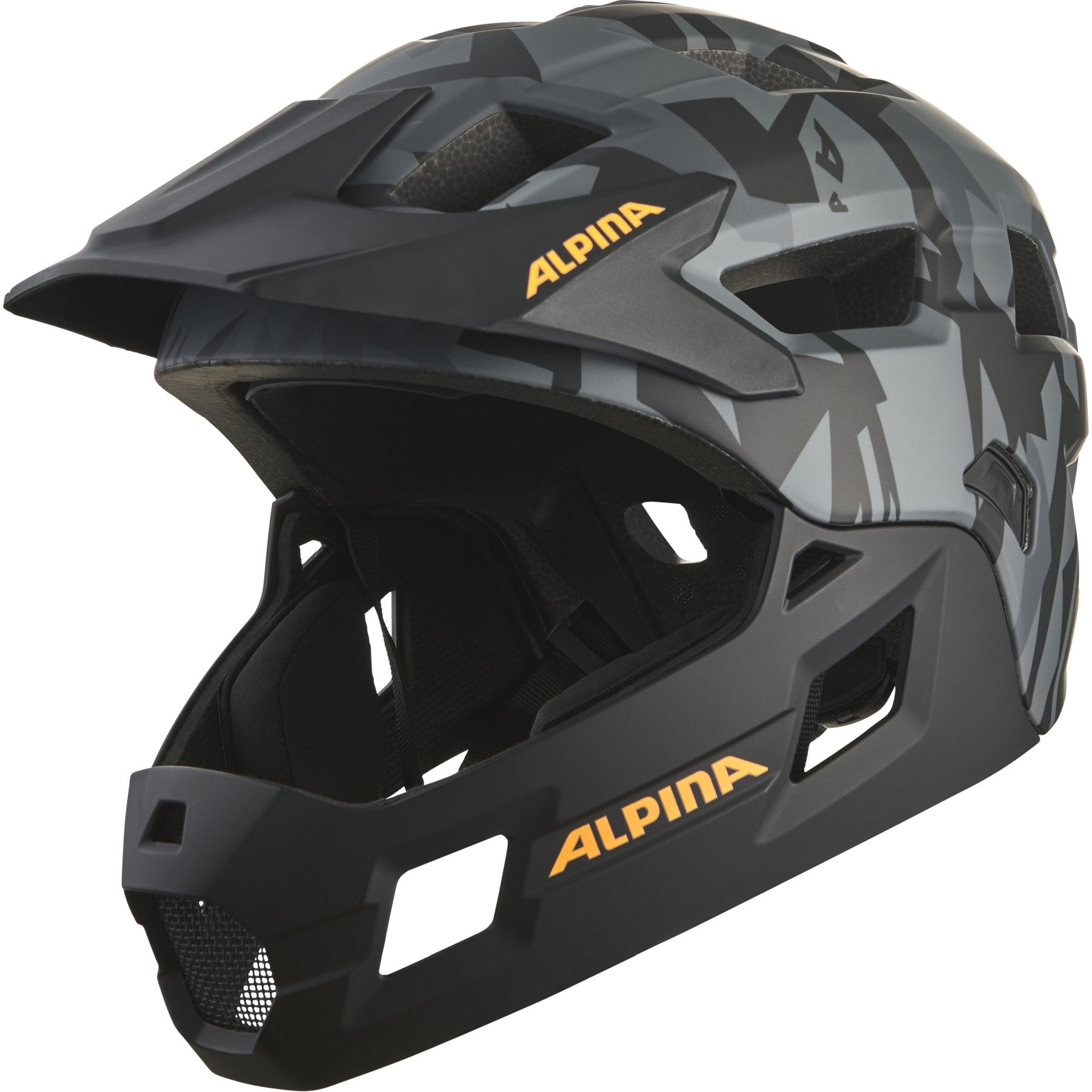 Alpina Sports Kinderfahrradhelm RUPI BLACK-CAMO ORANGE MATT