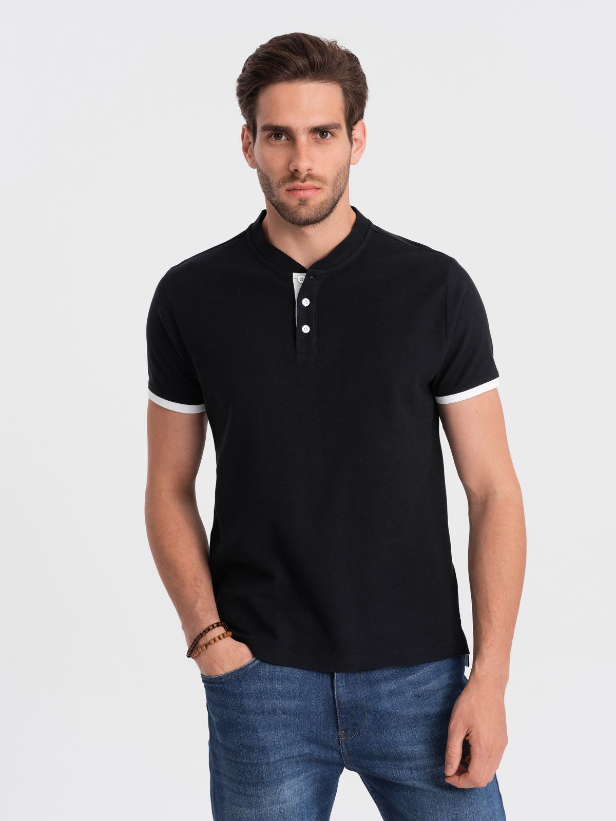 Poloshirt Poloshirt für Männer ohne Kragen