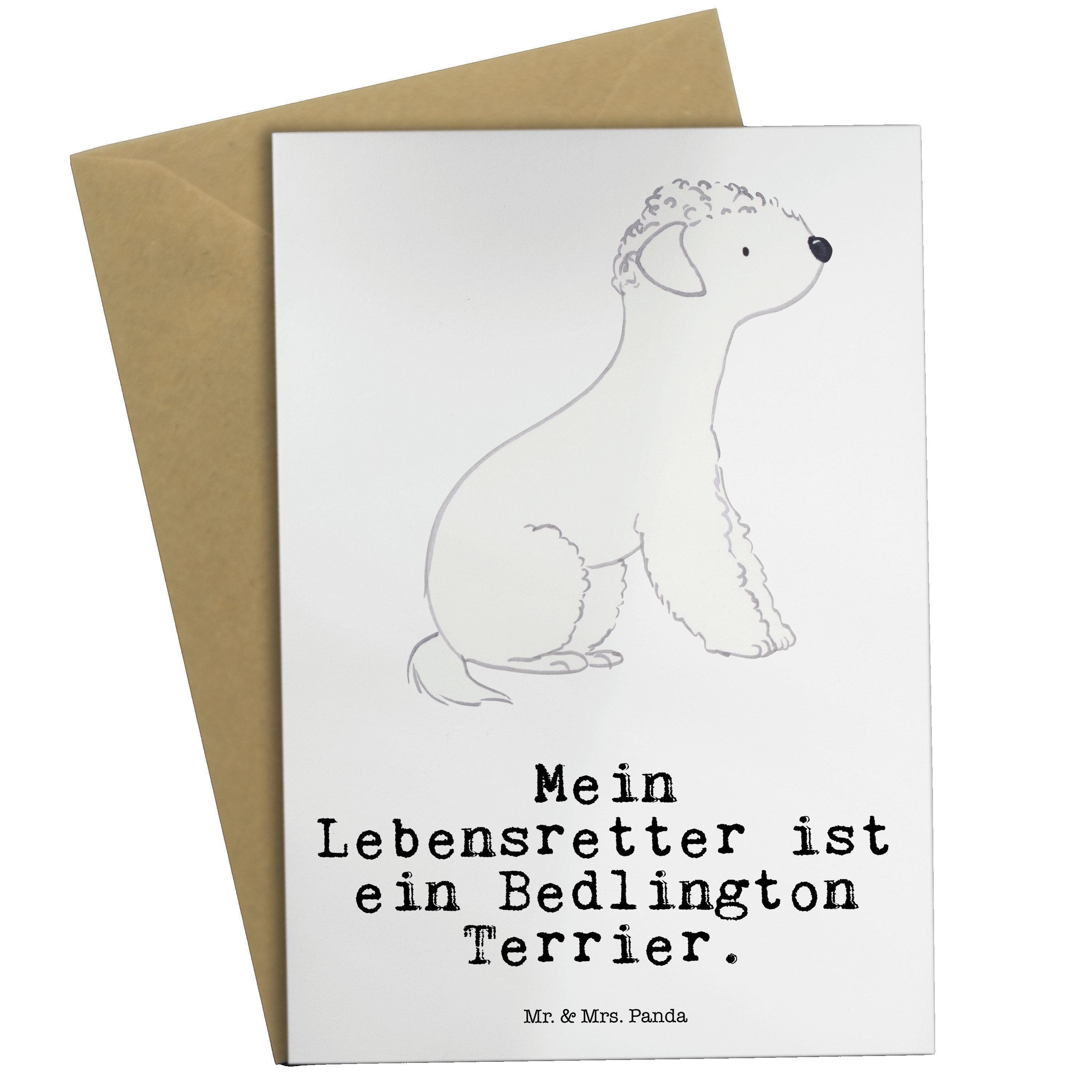 Lebensretter Grußkarte - Mr. Weiß & Geschenk, Terrier Tierfreund Panda - Bedlington Karte, Mrs.