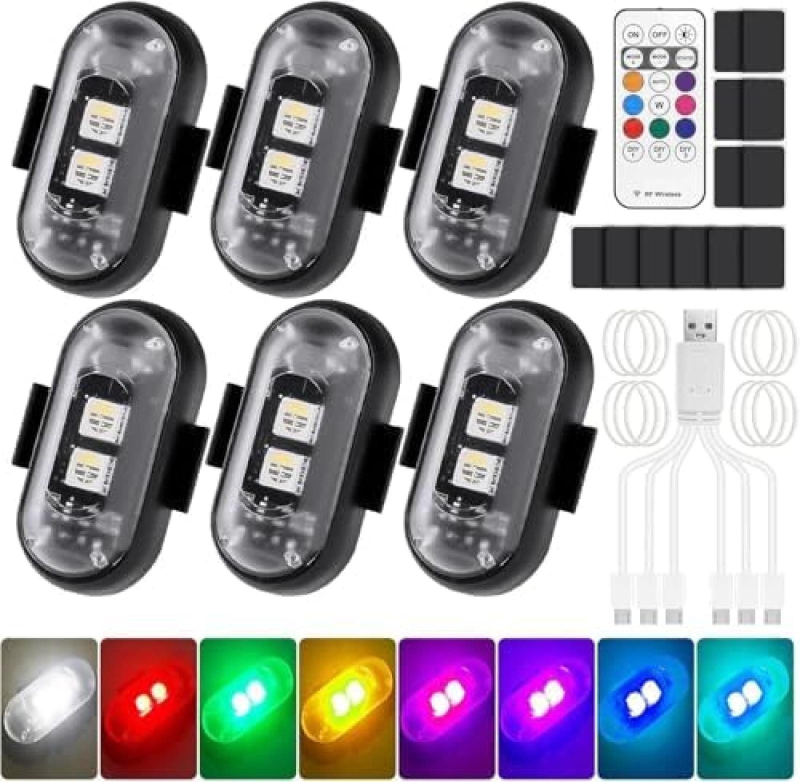 FELIXLEO LED Schreibtischlampe 6 Stück kabellose LED-Autolichter 8 Farben wasserdicht