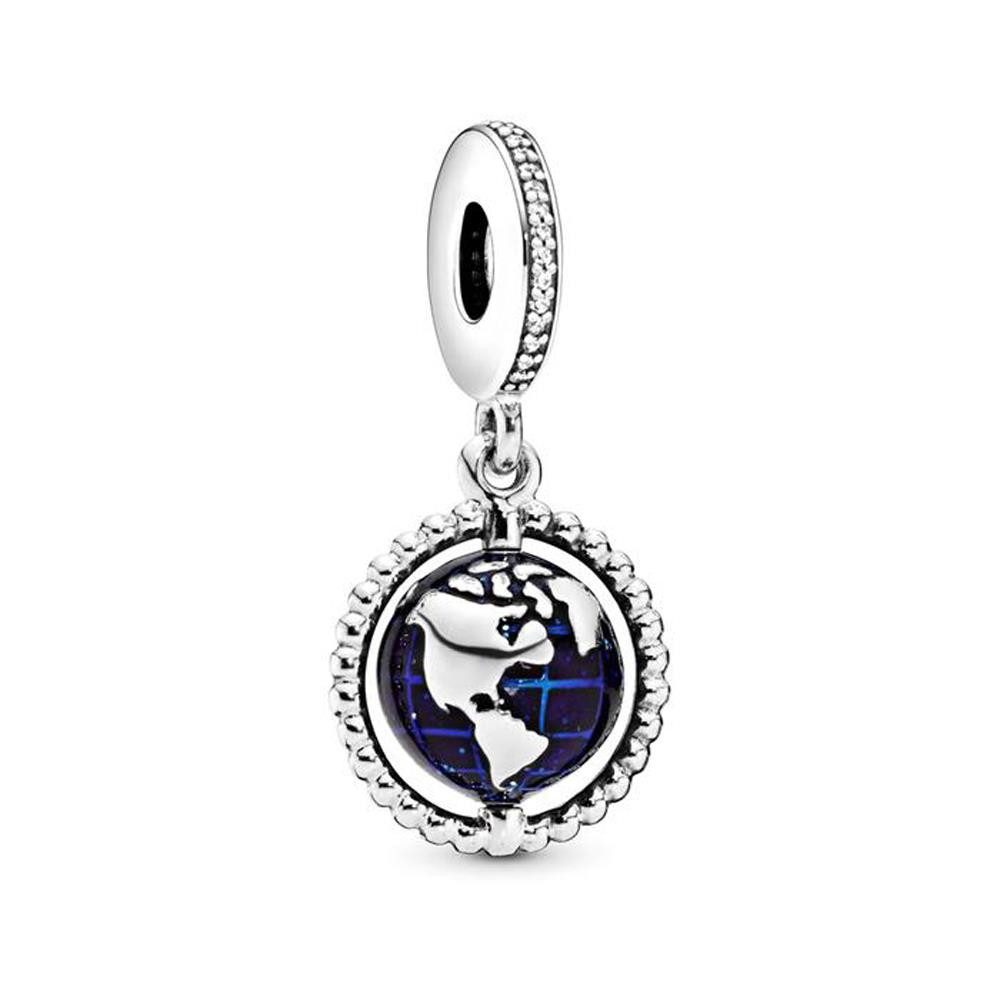 Charm-Einhänger PANDORA Charm Anhänger Weltkugel "sich drehender Globus" 798021CZ