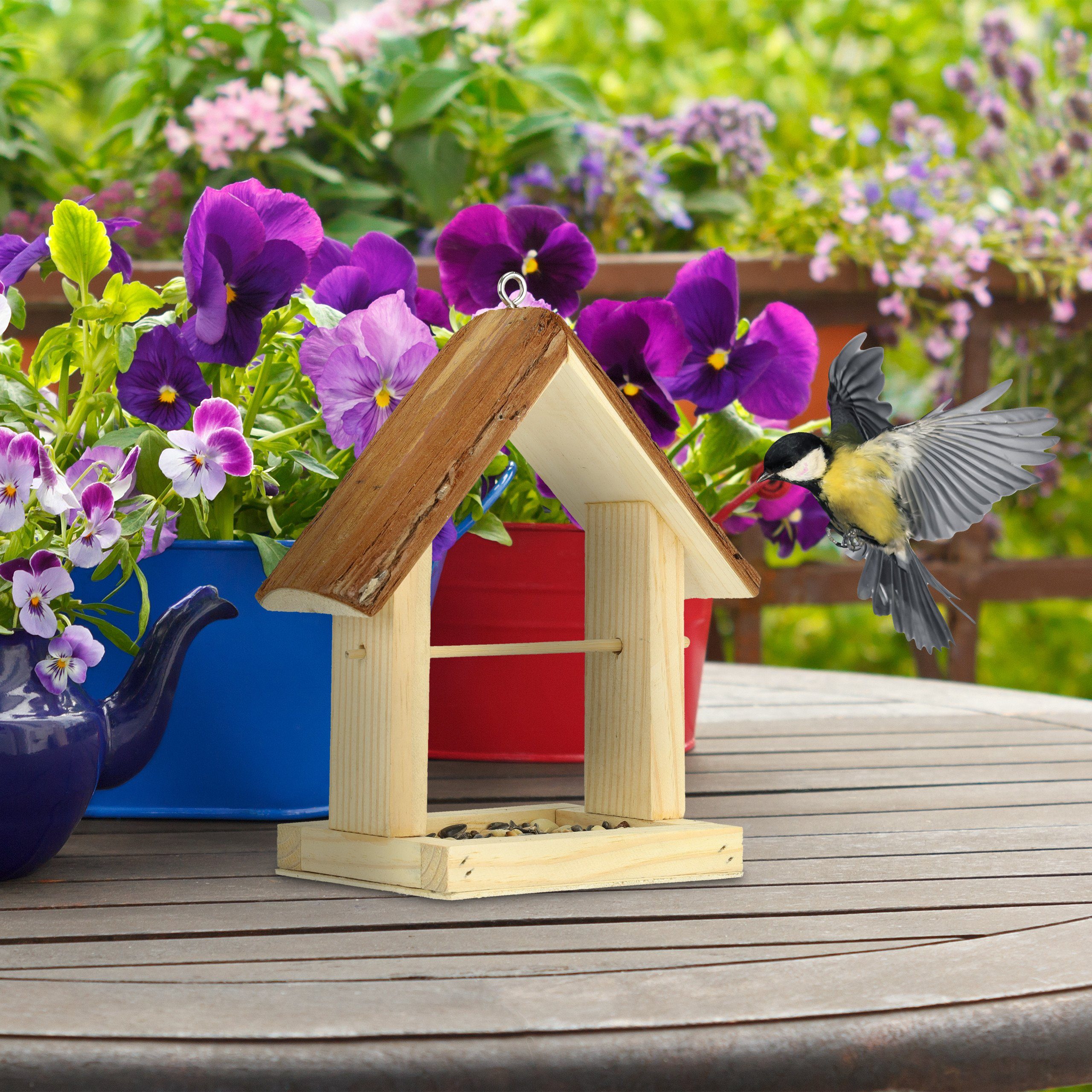 relaxdays Vogelhaus Holz Vogelfutterhaus zum Aufhängen günstig online kaufen