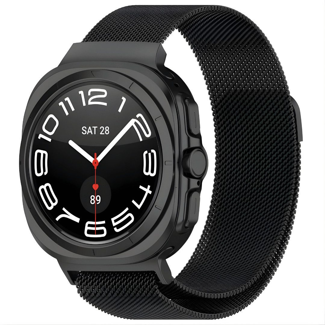 SmartUP Smartwatch-Armband für Samsung Galaxy Watch Ultra 47mm Edelstahl Milanese Magnet Loop