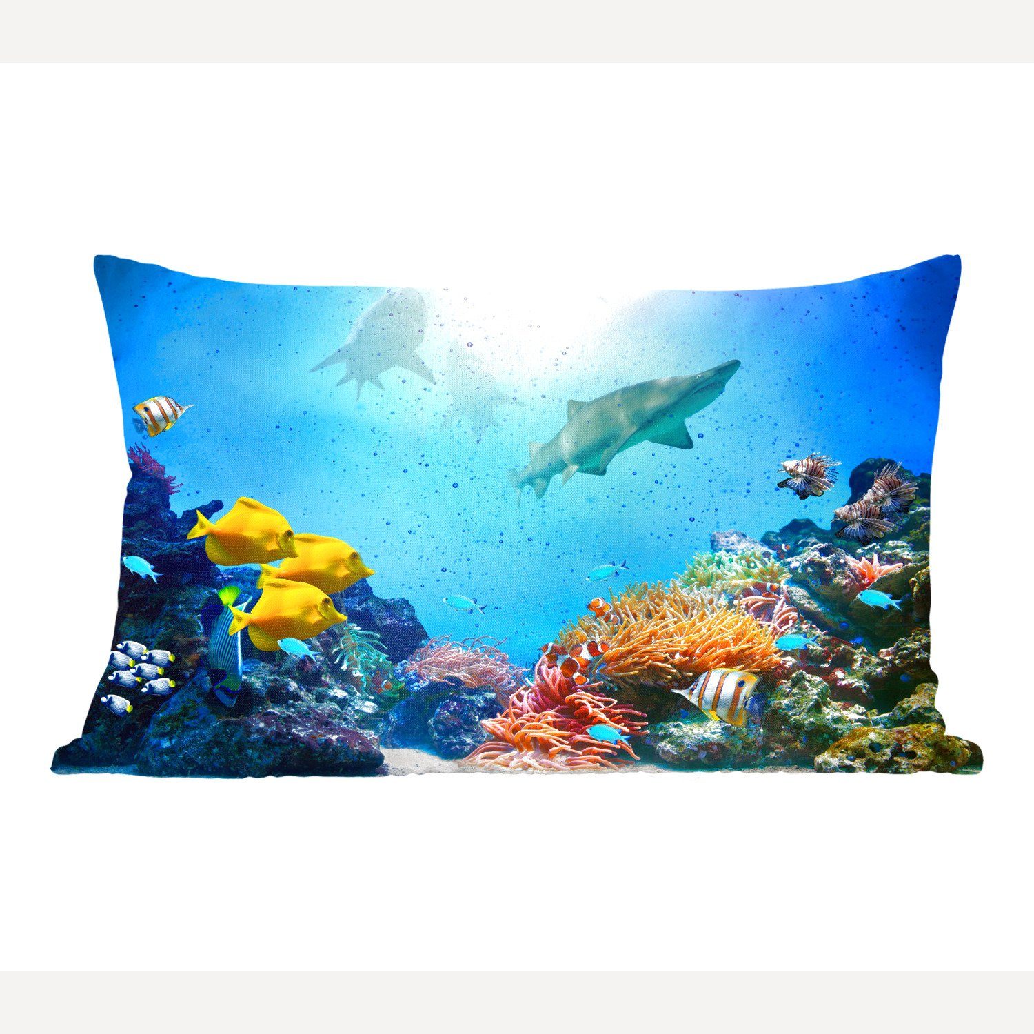MuchoWow Dekokissen Meer - Fische Dekoration, Dekokissen Schlafzimmer Korallen, mit Wohzimmer - Füllung, Zierkissen