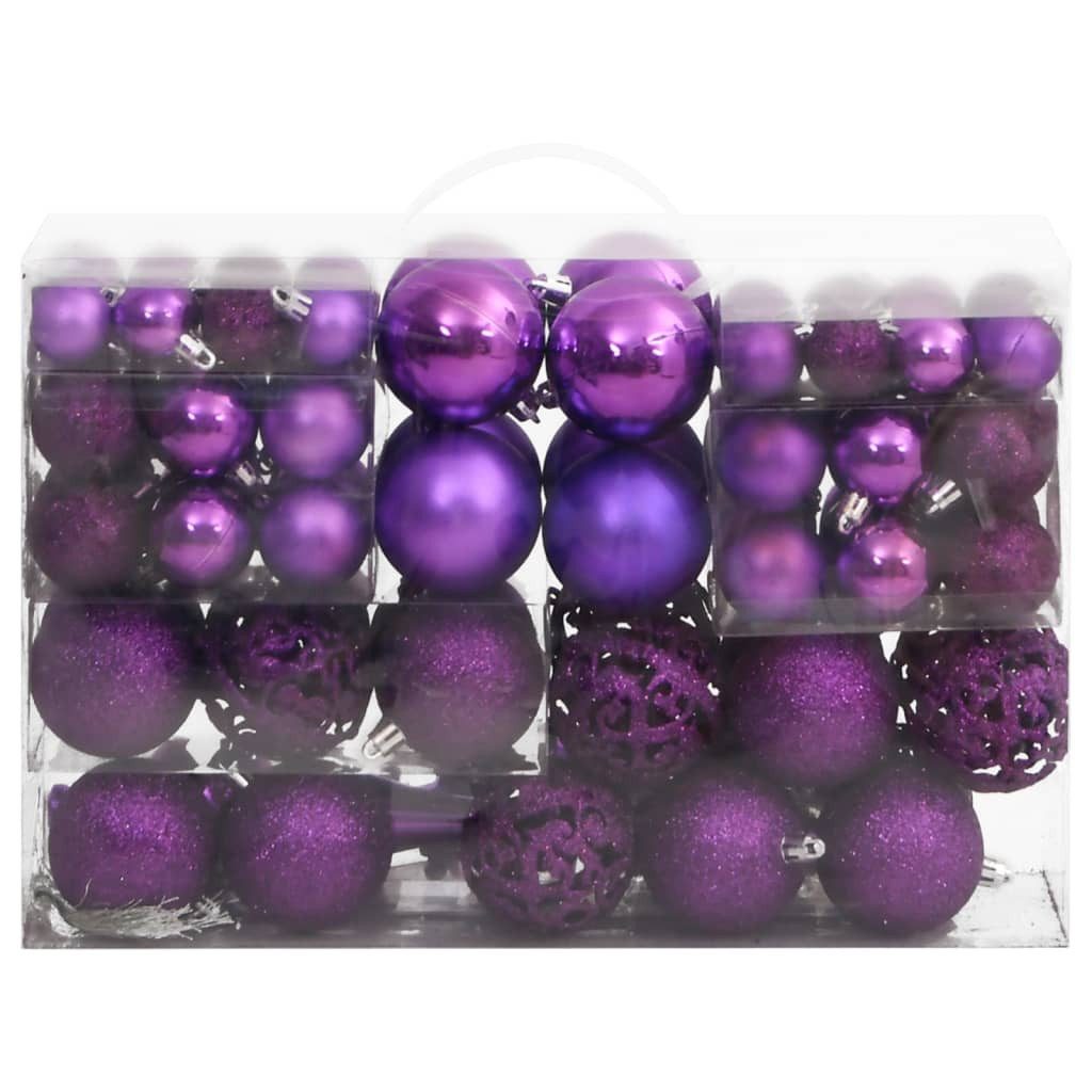 vidaXL Weihnachtsbaumkugel, 111-tlg. Weihnachtskugel-Set Lila Polystyrol