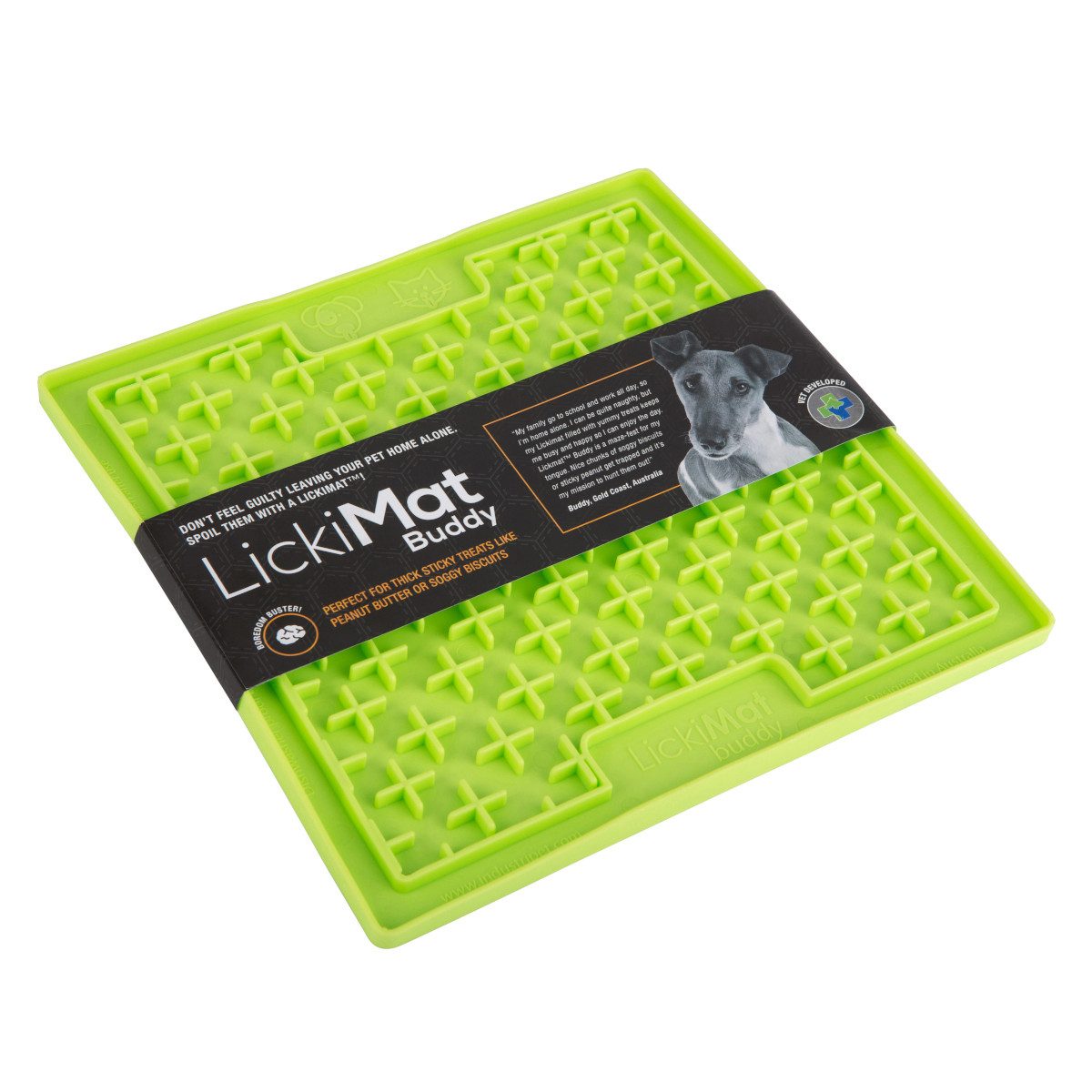 LickiMat Antischlingnapf Buddy Schleckmatte aus Naturgummi für Hunde - grün - 20 cm, gefriergeeignet