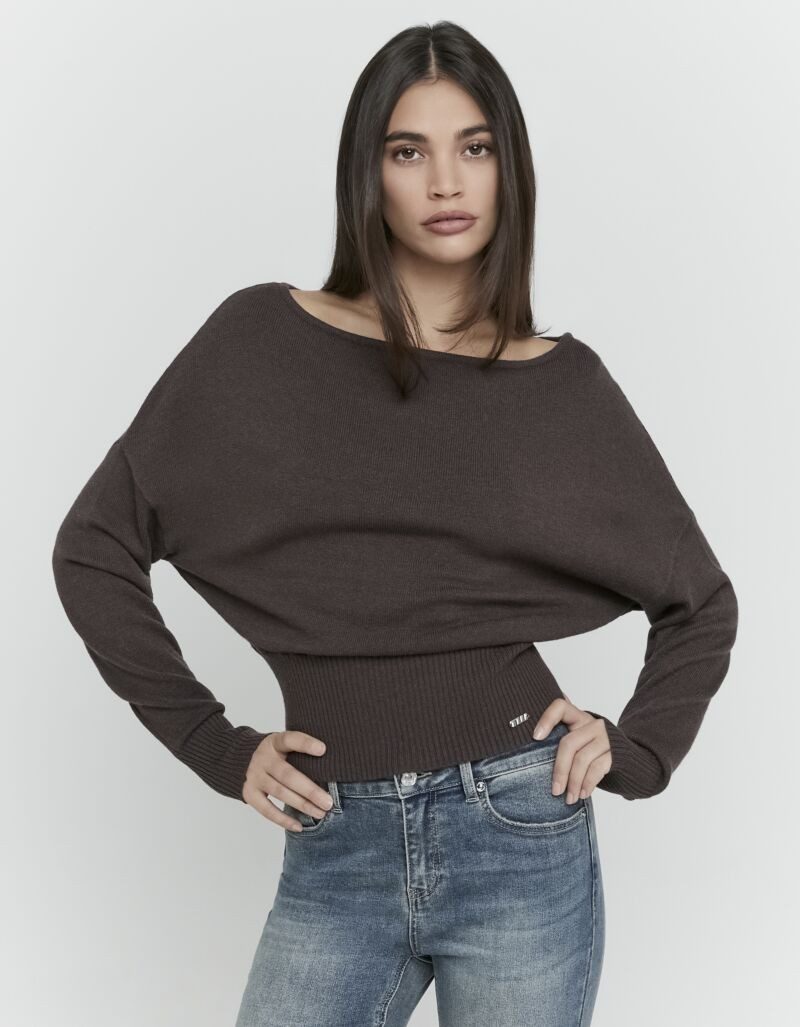Tally Weijl Strickpullover SPUVIWILMA U-Boot Ausschnitt und breites Rippündchen