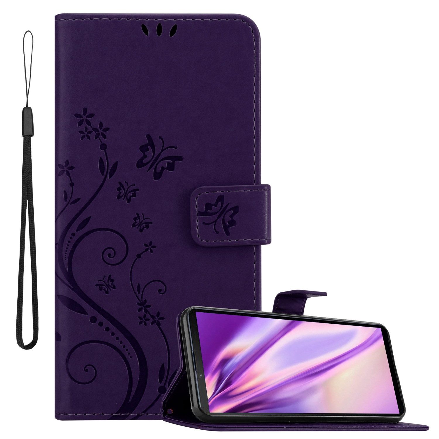 Cadorabo Handyhülle für Sony Xperia 10 III Hülle Sony Xperia 10 III, Hülle Schutzhülle Blumen Flower mit Standfunktion Kartenfach Magnet