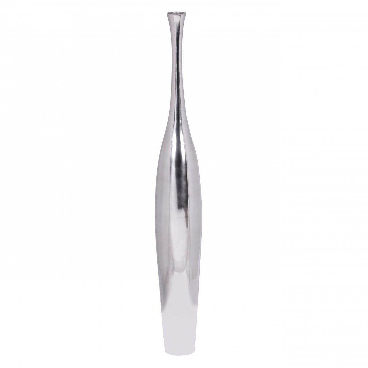 FINEBUY Dekovase SuVa4718_1 Aluminium Blumenvase Alu-Dekoration Wohndeko Farbe silber (BOTTLE L 100 cm Aluminium Silber Glänzend Groß), Hohe Alu Blumenvase Handgefertigt, Vase für Blumen
