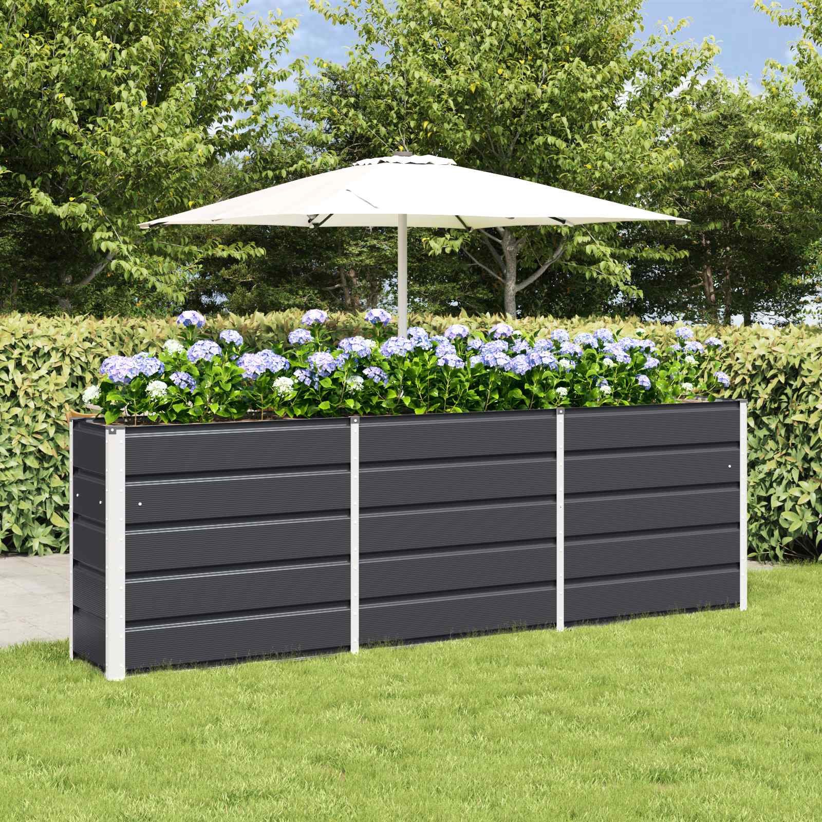 vidaXL Blumentopf Pflanzkübel Anthrazit 240 x 40 x 75 cm Stahl (1 St)