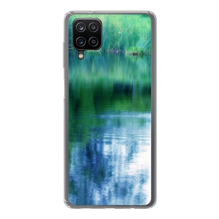 MuchoWow Handyhülle Spiegelung im Wasser im europäischen Garten von Monet in Frankreich. Handyhülle Samsung Galaxy A12 Smartphone-Bumper Print Handy
