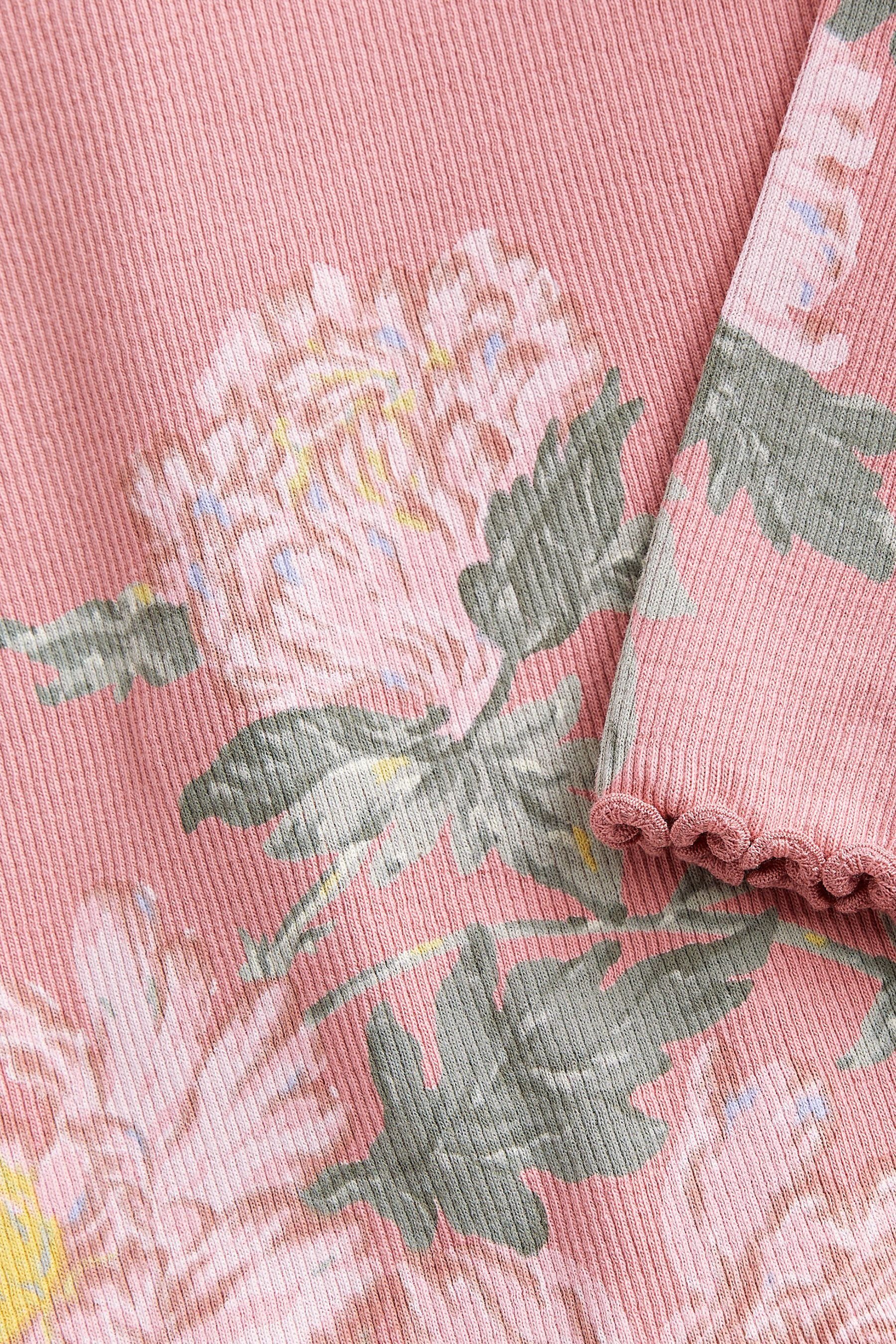 Pink (1-tlg) Next Langarmshirt Langärmeliges Feinripp-Shirt Floral