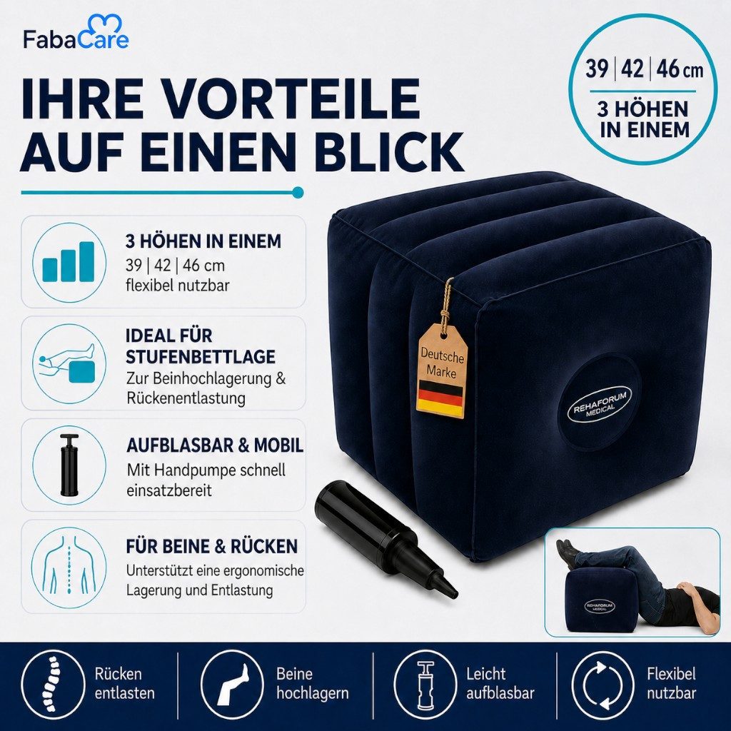 FabaCare Keilkissen Bandscheibenwürfel für Stufenbettlage, Bandscheibenkissen