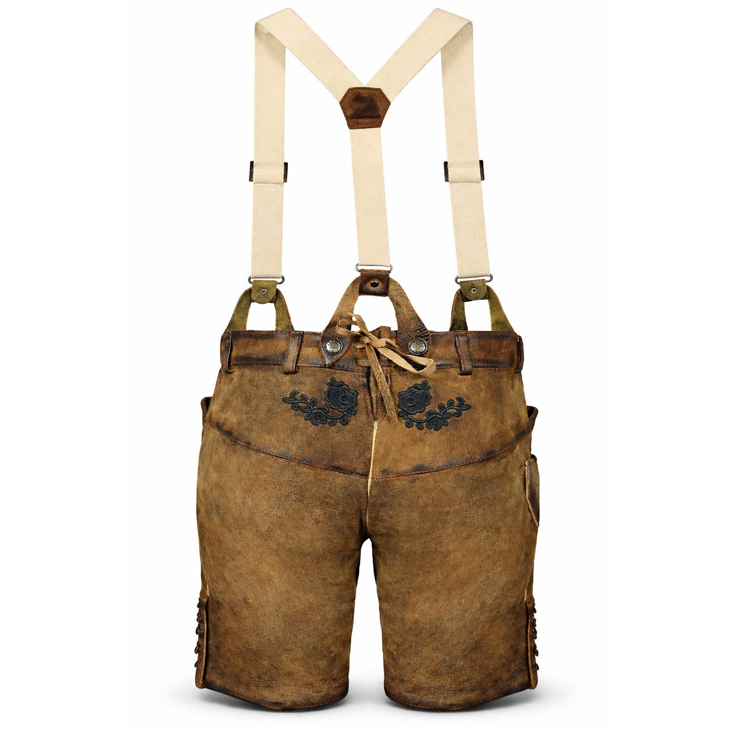 Maddox Trachtenlederhose MADDOX Kurze Damen Lederhose 'Verena' mit Hosenträ