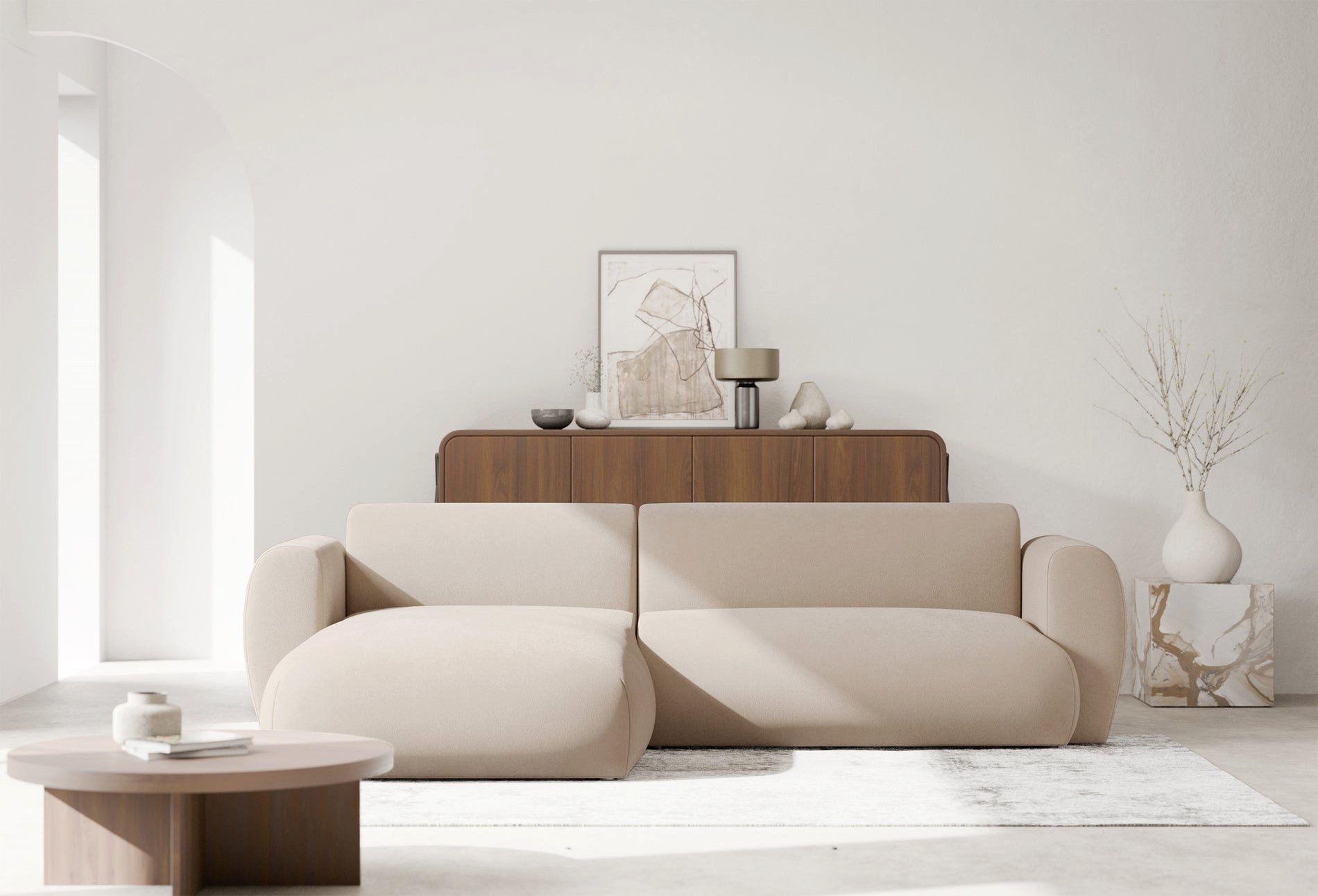 Selsey Ecksofa EMIA, Eckcouch mit Ottomane, Schlaffunktion und Easy Clean Chenille-Bezug