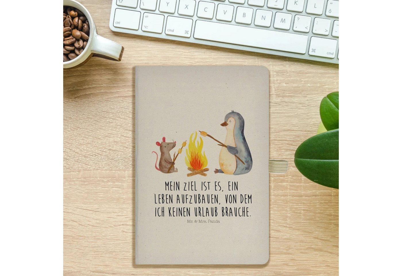 Thumbnail - Mr. & Mrs. Panda Notizbuch Pinguin Lagerfeuer - Transparent - Geschenk, Pinguine, Journal A5, Ma Mr. & Mrs. Panda, Flexi...