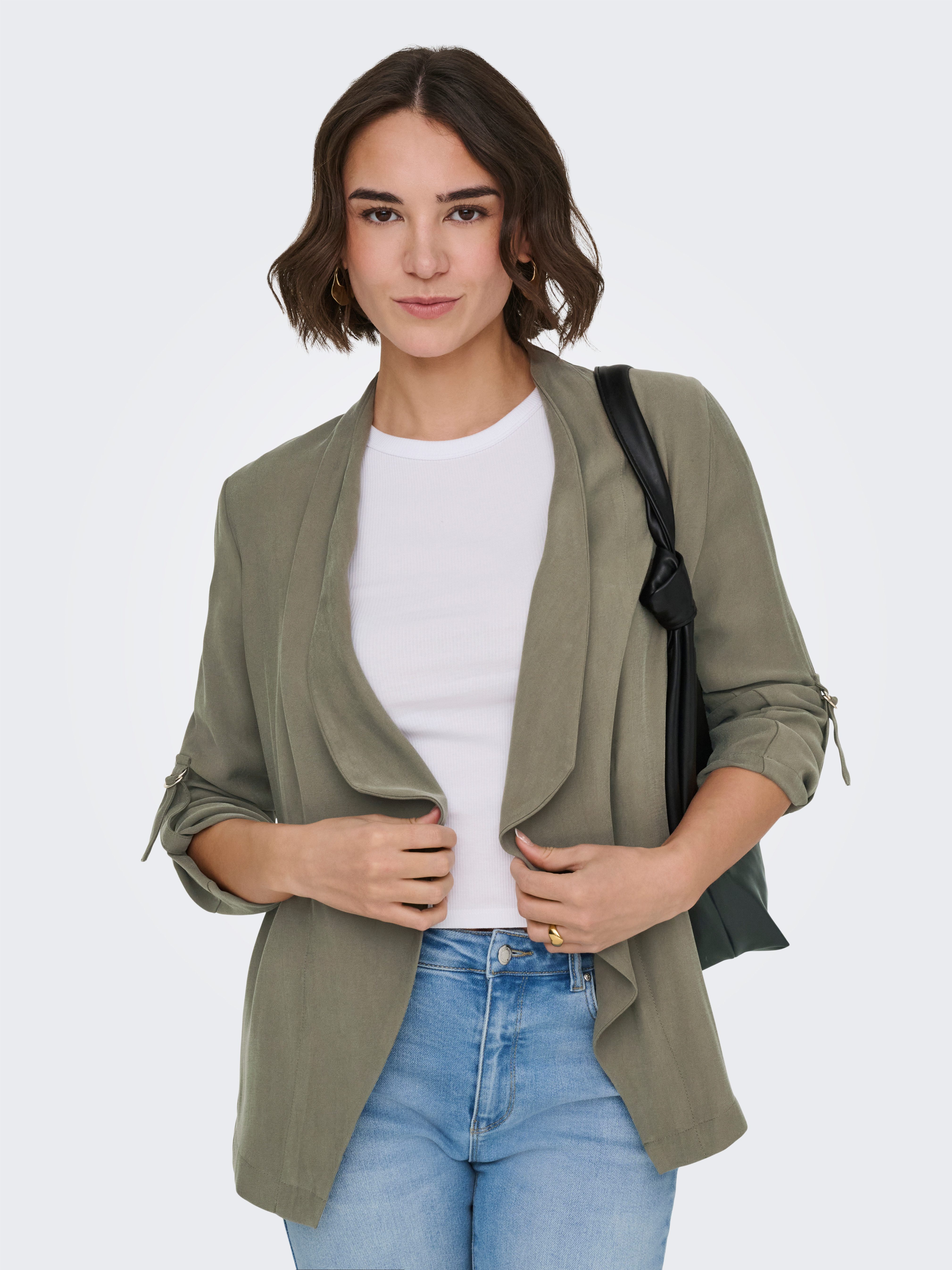 ONLY Blusenjacke ONLLALIA 3/4 OPEN JACKET PNT Viskosemischung