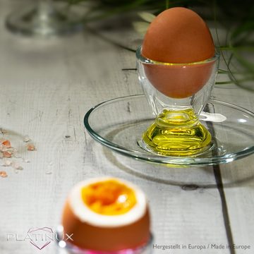 PLATINUX Eierbecher Bunte Eierbecher mit Untersetzer, (6 Stück), Set Eierständer Frühstück Egg-Cup Eierhalter Brunch