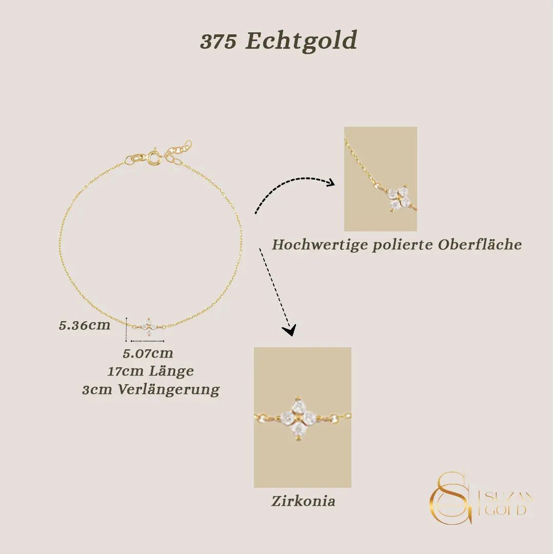 Suzan Gold Charm-Armband 375 Echtgold Stellaria Zirkonia-Stern