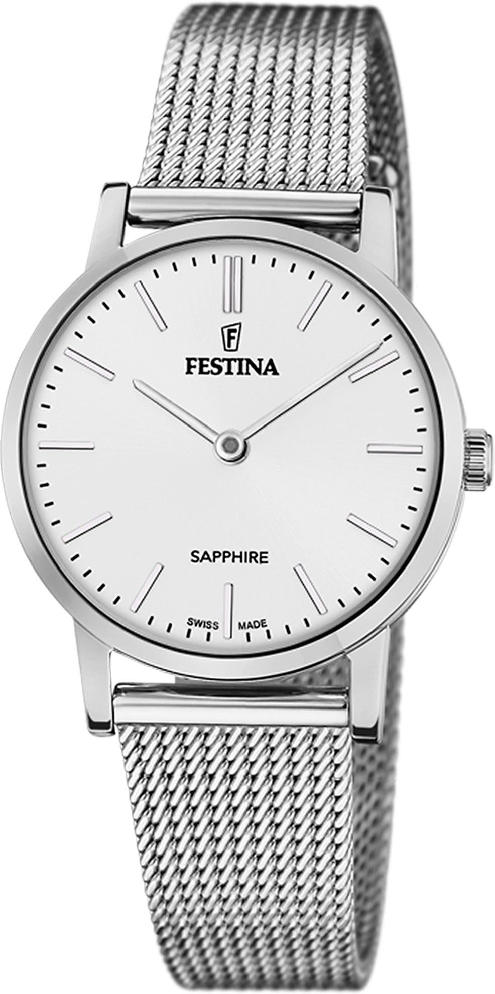 Festina Quarzuhr Festina Damenuhr Edelstahl silber, (Analoguhr), Damen Armbanduhr rund, Edelstahlarmband silber, Elegant