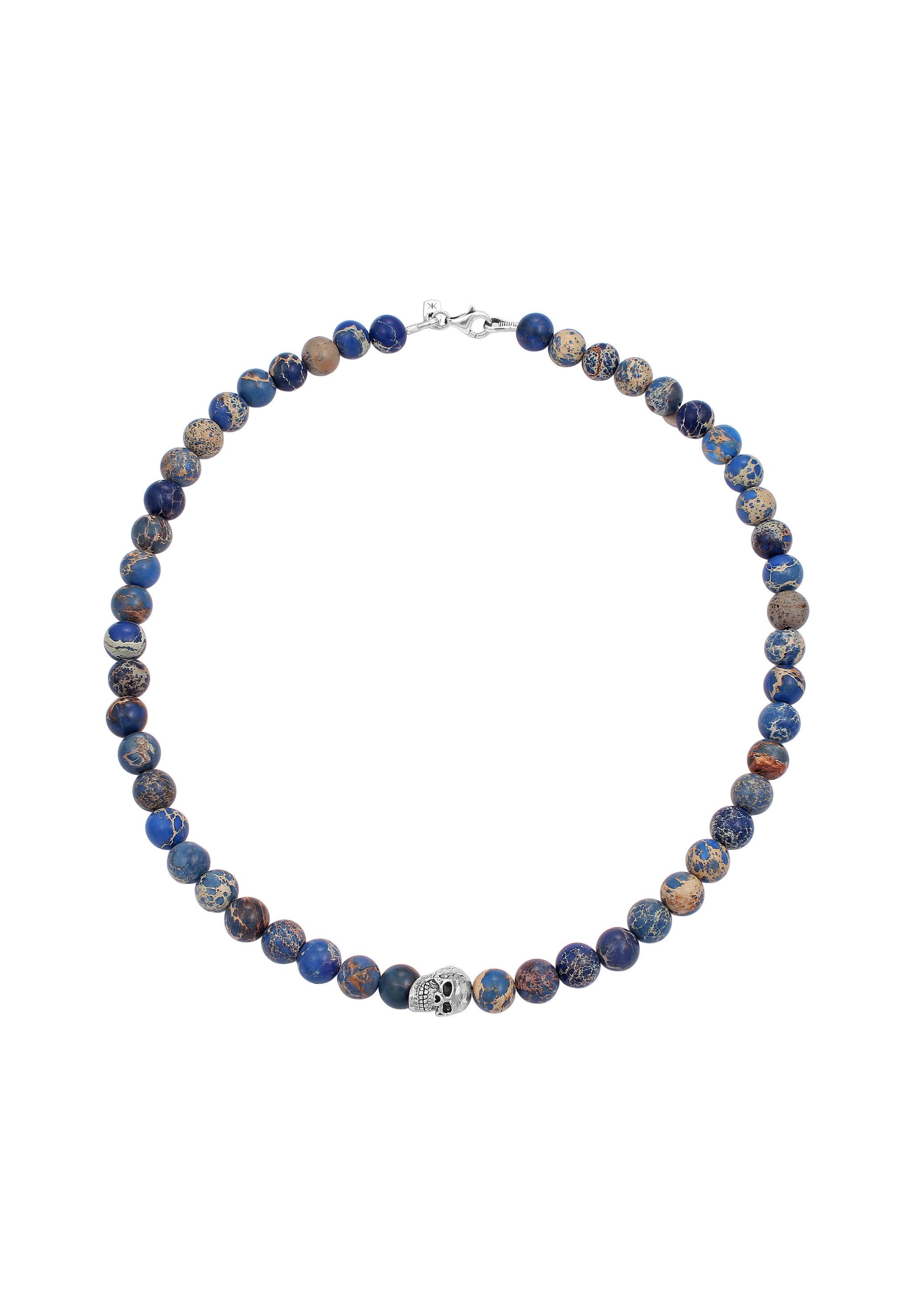 Kuzzoi Silberkette Steinkette Totenkopf Achat Blau 925 Sterling Silber günstig online kaufen