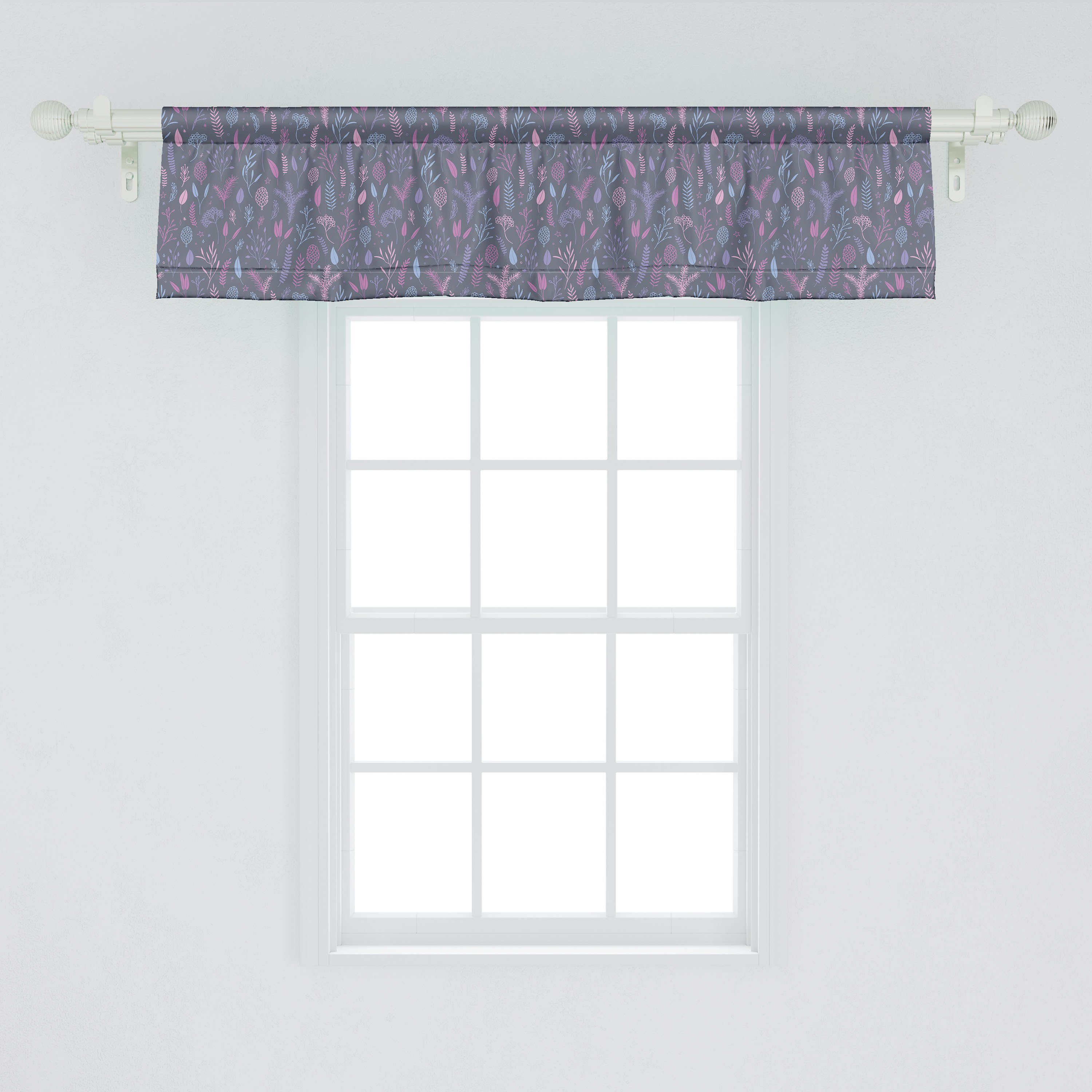 Scheibengardine Vorhang Volant für Küche mit Botanik Abakuhaus, Moderne Stangentasche, Schlafzimmer Dekor Microfaser, Tones Blumen in