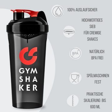 GYMSHAKER Protein Shaker Premium 800 ml Trinkflasche, Premium Shaker mit Messmarkierungen, Mischsieb