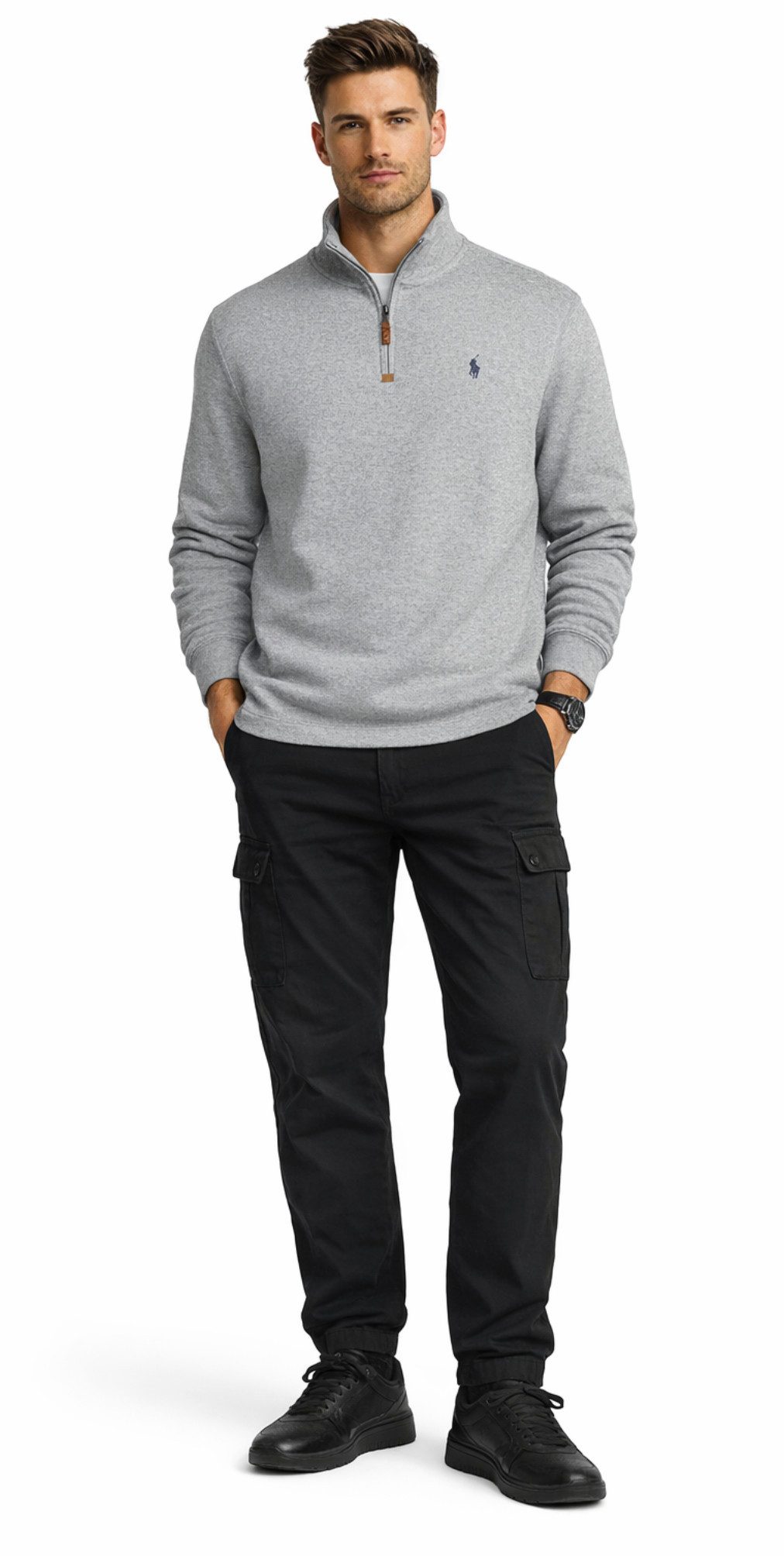 Polo Ralph Lauren Sweatshirt Pullover Troyer Half Zip Jumper Rib Sweater