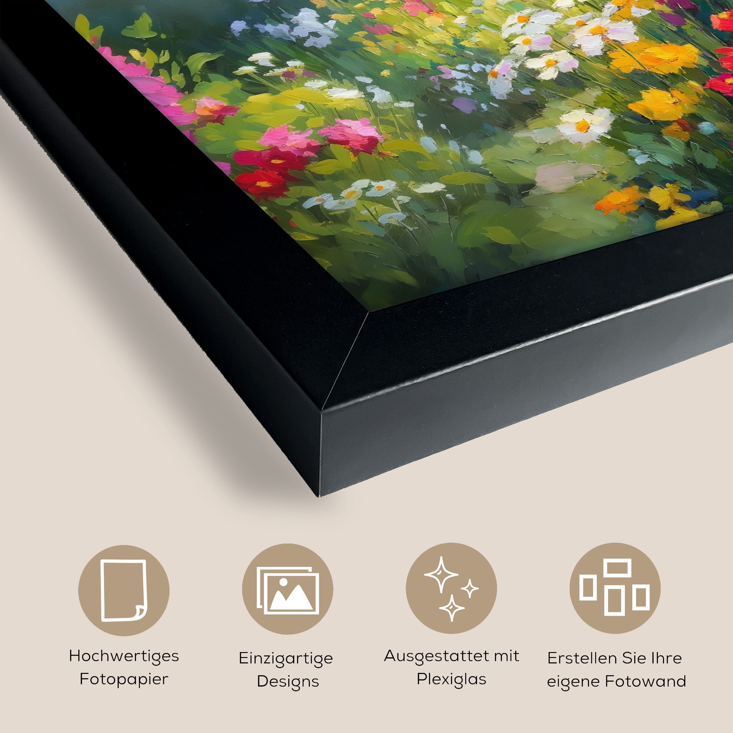 MuchoWow Poster Sommergarten - Atmosphärisch - Blumen, (1 St), Wandbilder, Deko Wohnzimmer Schlafzimmer, 30x20 cm